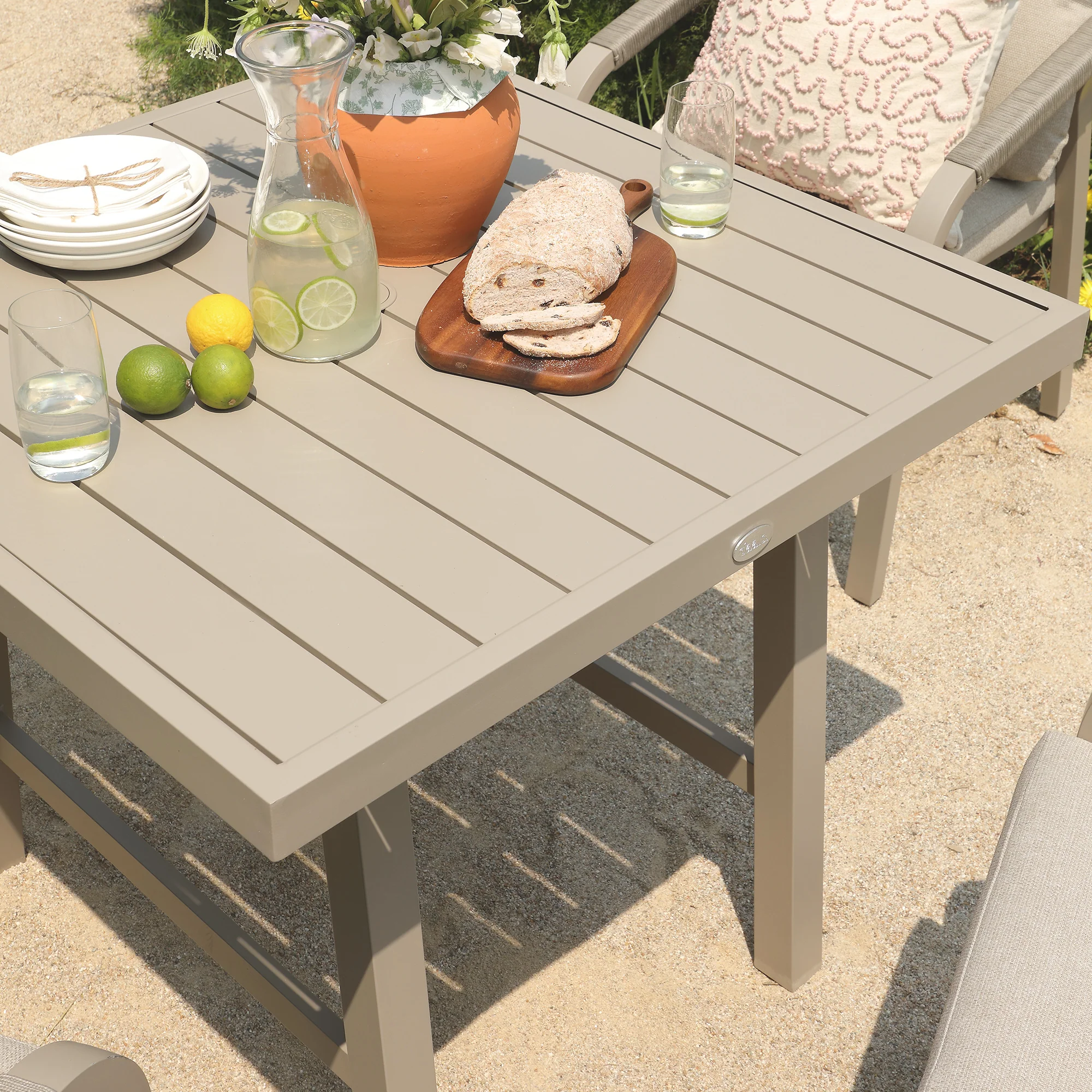 Manresa Rope 4-Seater Square Dining Set, Taupe and Beige - Image 7