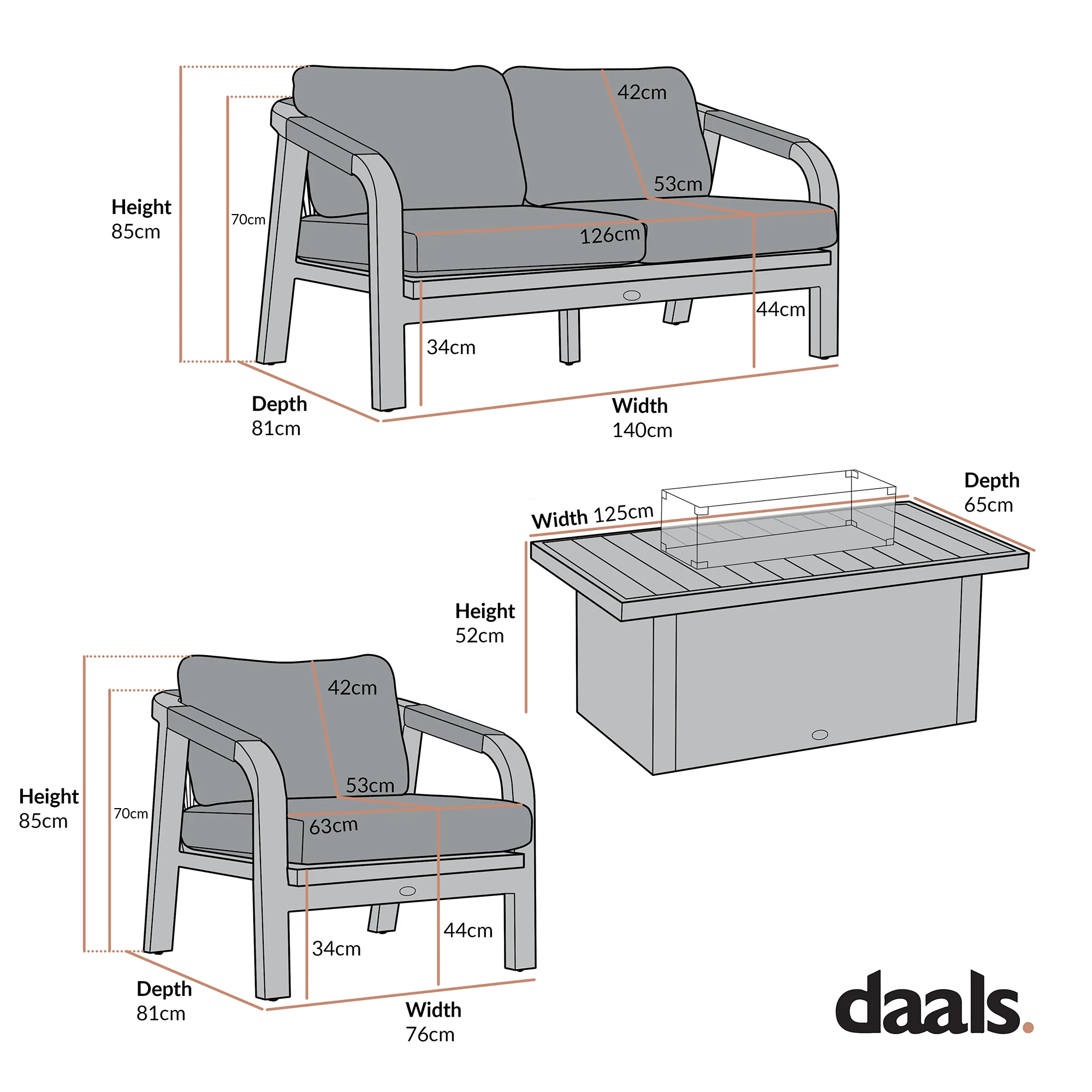 Manresa Rope 5-Seater Firepit Sofa Set, Taupe and Beige - Image 9