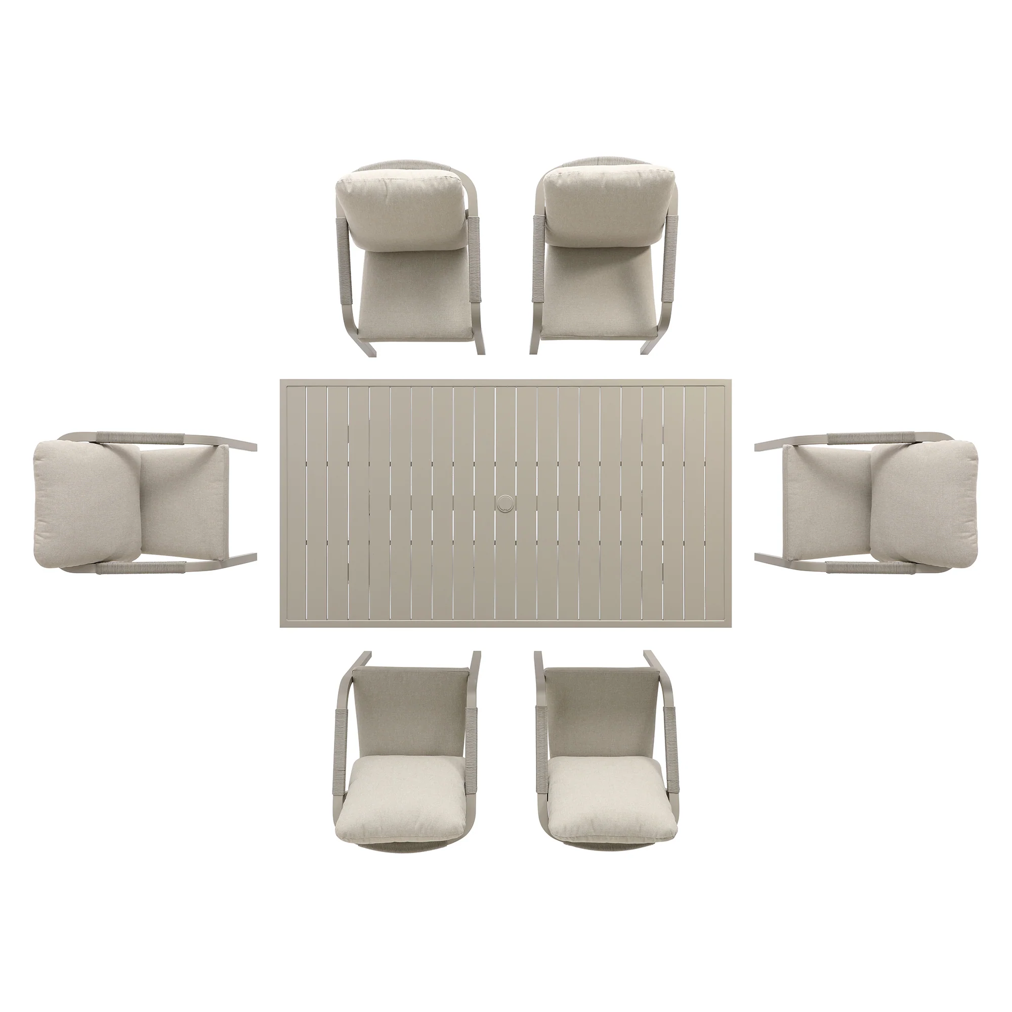 Manresa Rope 6-Seater Rectangular Dining Set, Taupe and Beige - Image 14
