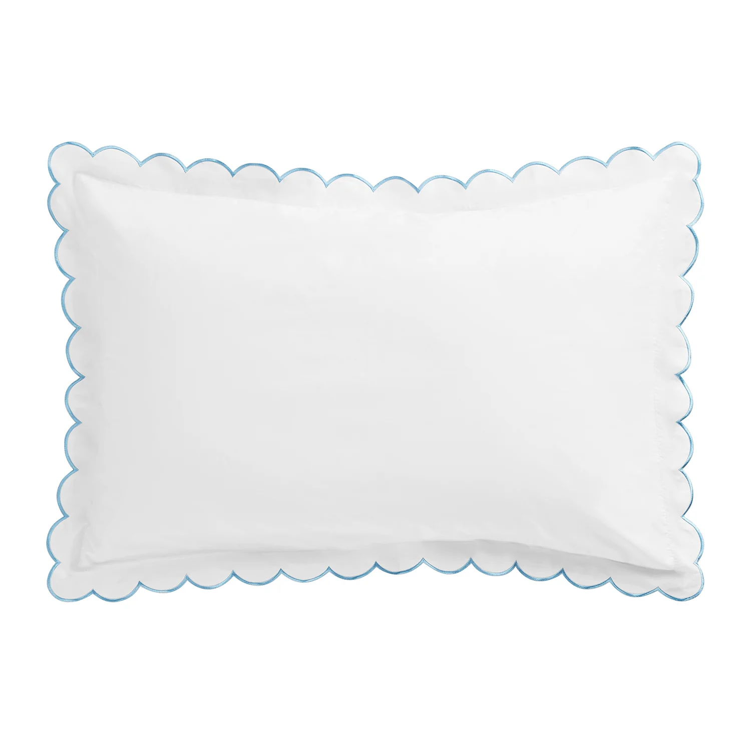 Margot Bluebell Blue Embroidered Scallop 300 Thread Count Cotton Percale Pillowcases - Pair - Image 4