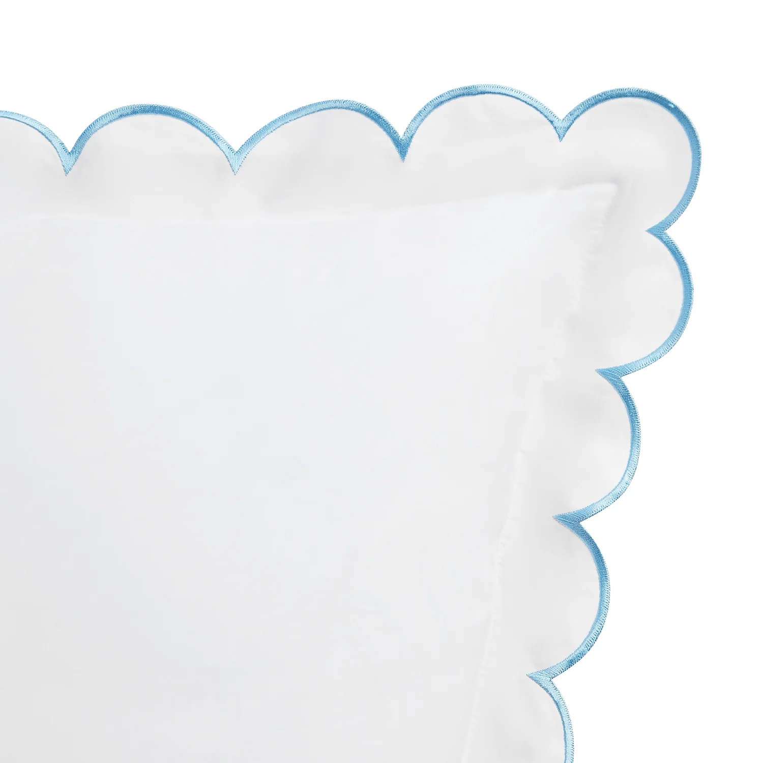 Margot Bluebell Blue Embroidered Scallop 300 Thread Count Cotton Percale Pillowcases - Pair - Image 5