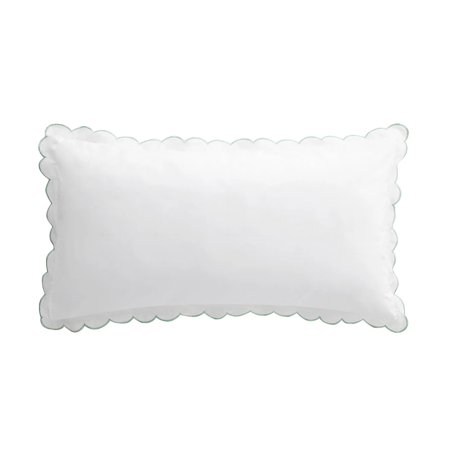 Margot Pistachio Green Embroidered Scallop 300 Thread Count Cotton Percale Pillowcases - Pair - Image 6