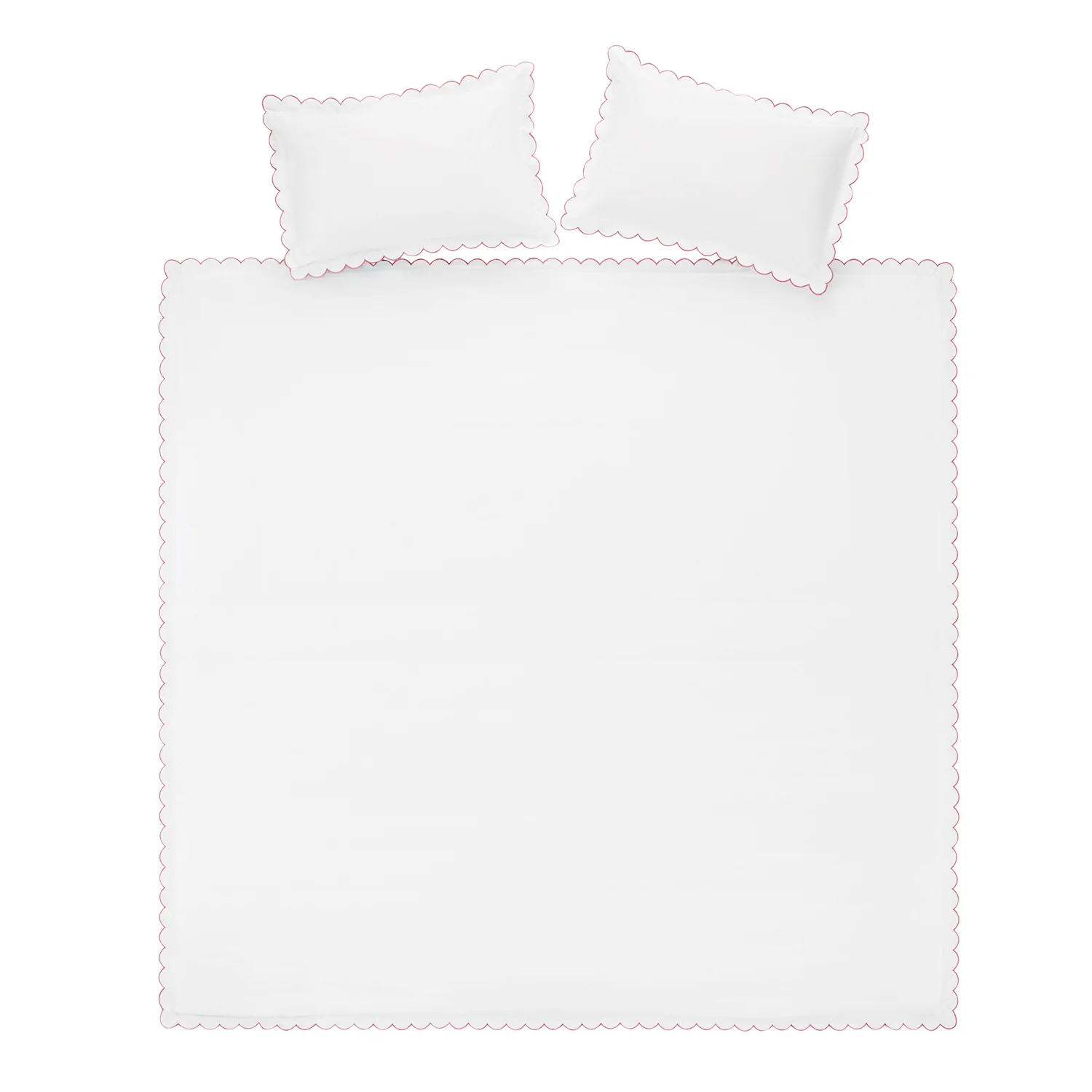 Margot Rose Pink Embroidered Scallop 300 Thread Count Cotton Percale Duvet Set - Image 5
