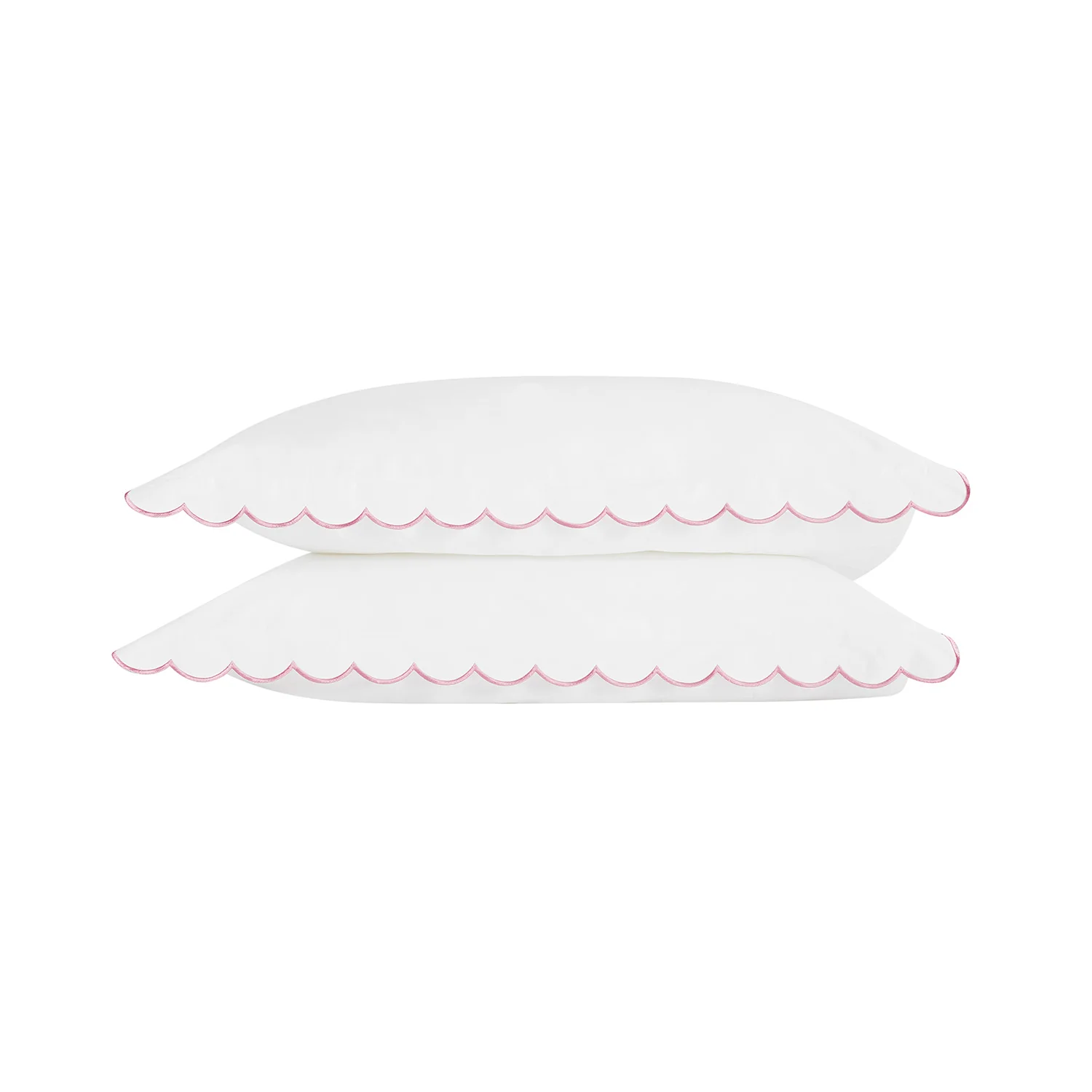 Margot Rose Pink Embroidered Scallop 300 Thread Count Cotton Percale Pillowcases - Pair - Image 4