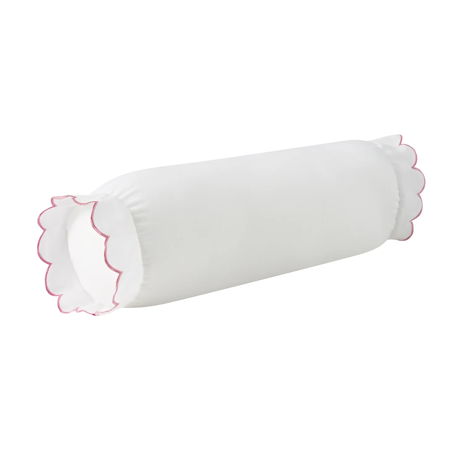 Margot Rose Pink Scallop Linen Blend Bolster Cushion