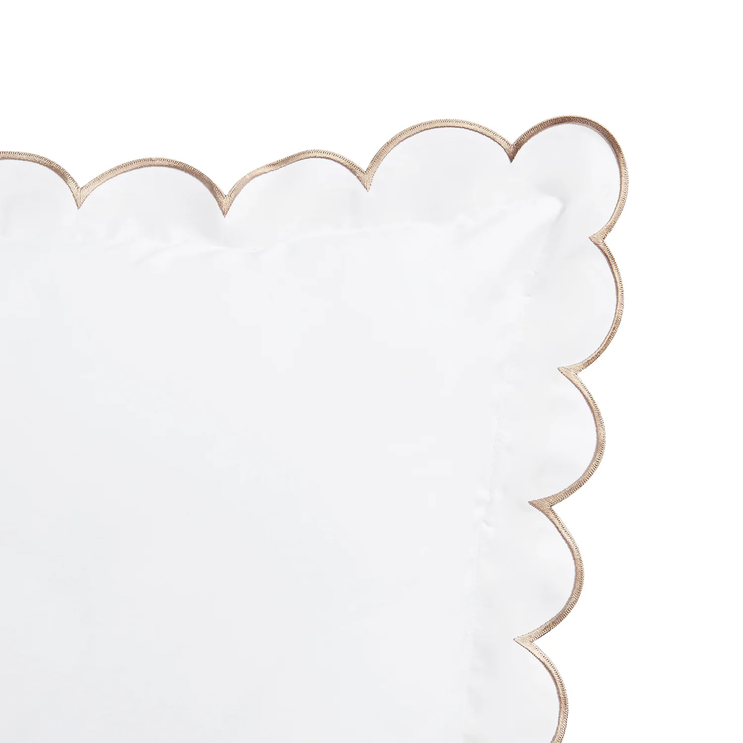 Margot Taupe Embroidered Scallop 300 Thread Count Cotton Percale Pillowcases - Pair - Image 5
