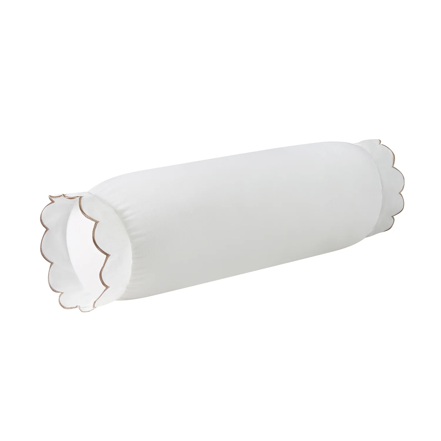 Margot Taupe Scallop Linen Blend Bolster Cushion
