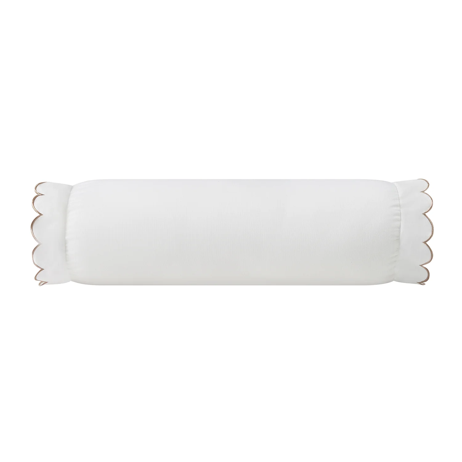 Margot Taupe Scallop Linen Blend Bolster Cushion - Image 2