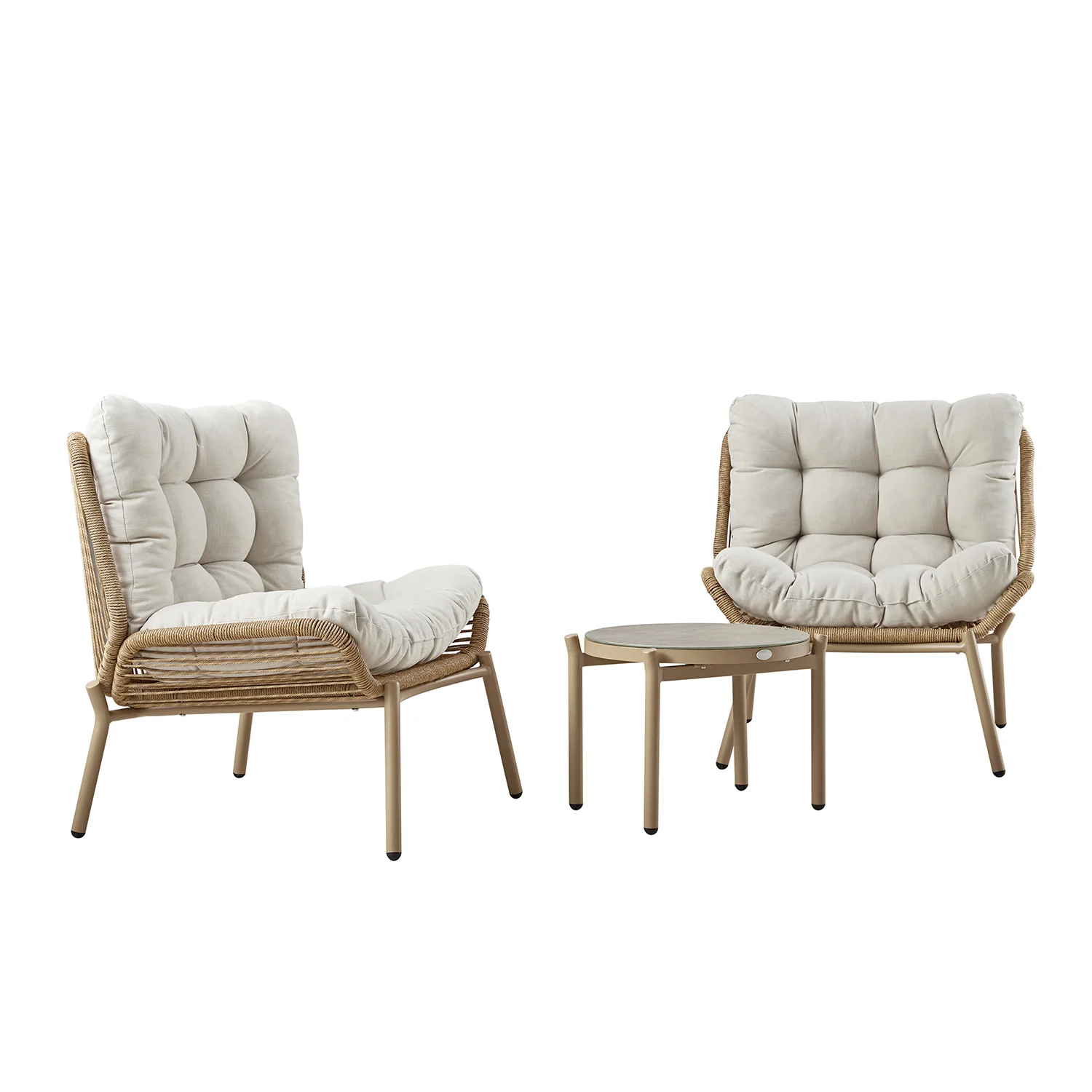 Marlowe 2-Seater Wicker and Aluminium Frame Bistro Set, Natural - Image 11