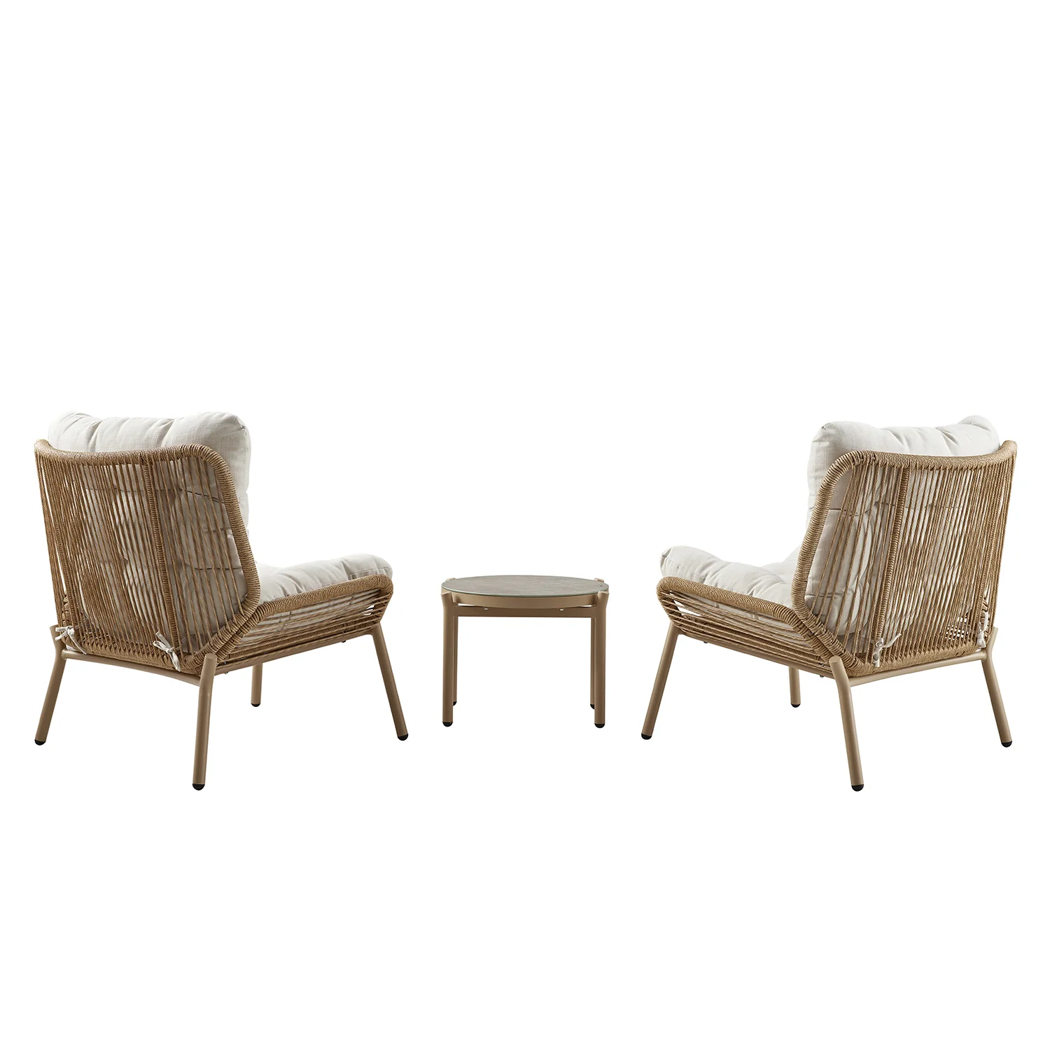 Marlowe 2-Seater Wicker and Aluminium Frame Bistro Set, Natural - Image 15