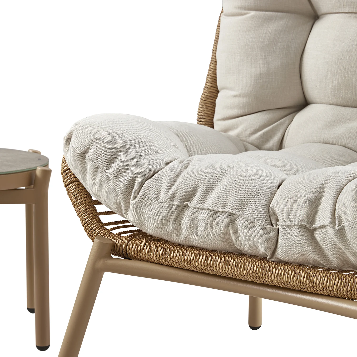 Marlowe 2-Seater Wicker and Aluminium Frame Bistro Set, Natural - Image 16