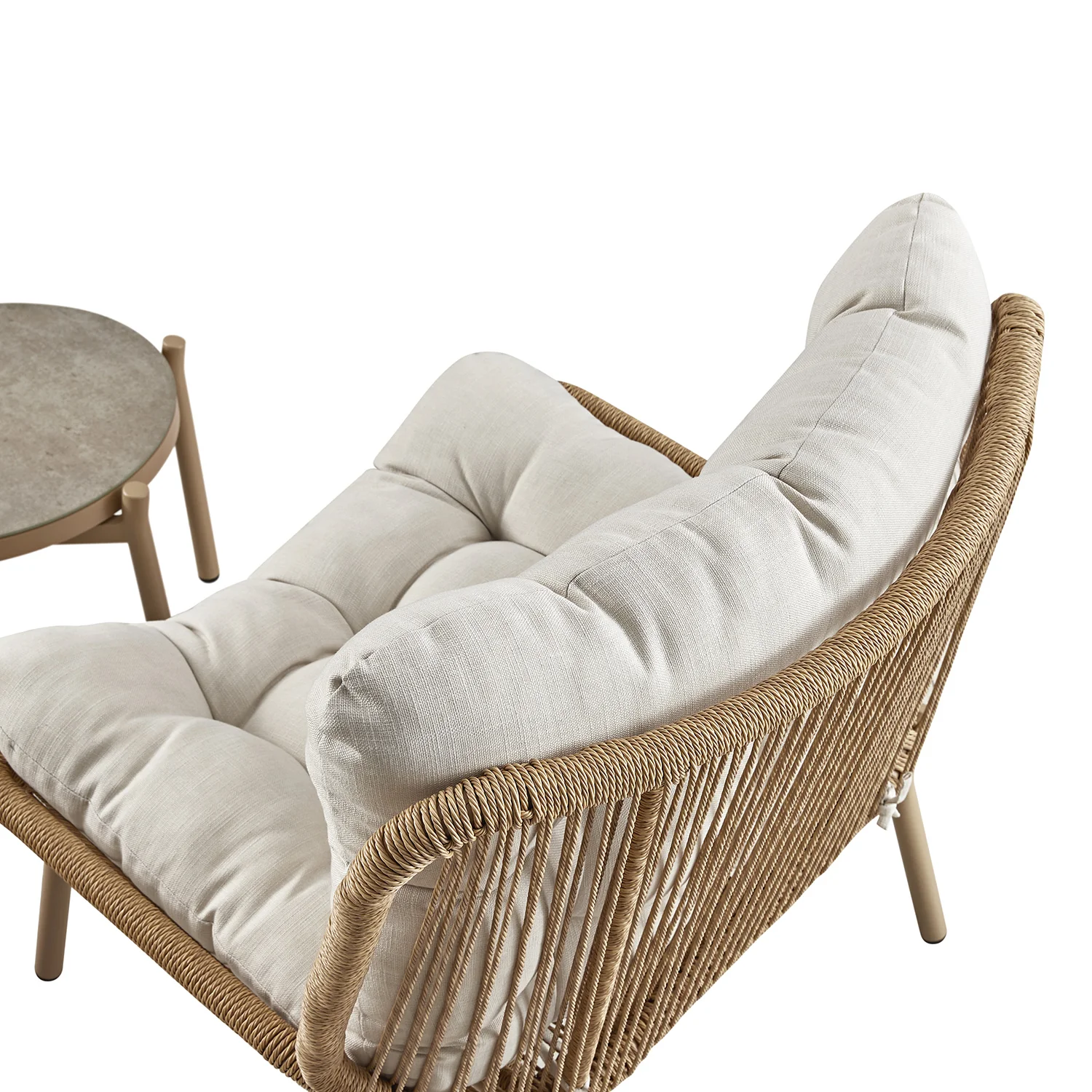 Marlowe 2-Seater Wicker and Aluminium Frame Bistro Set, Natural - Image 17