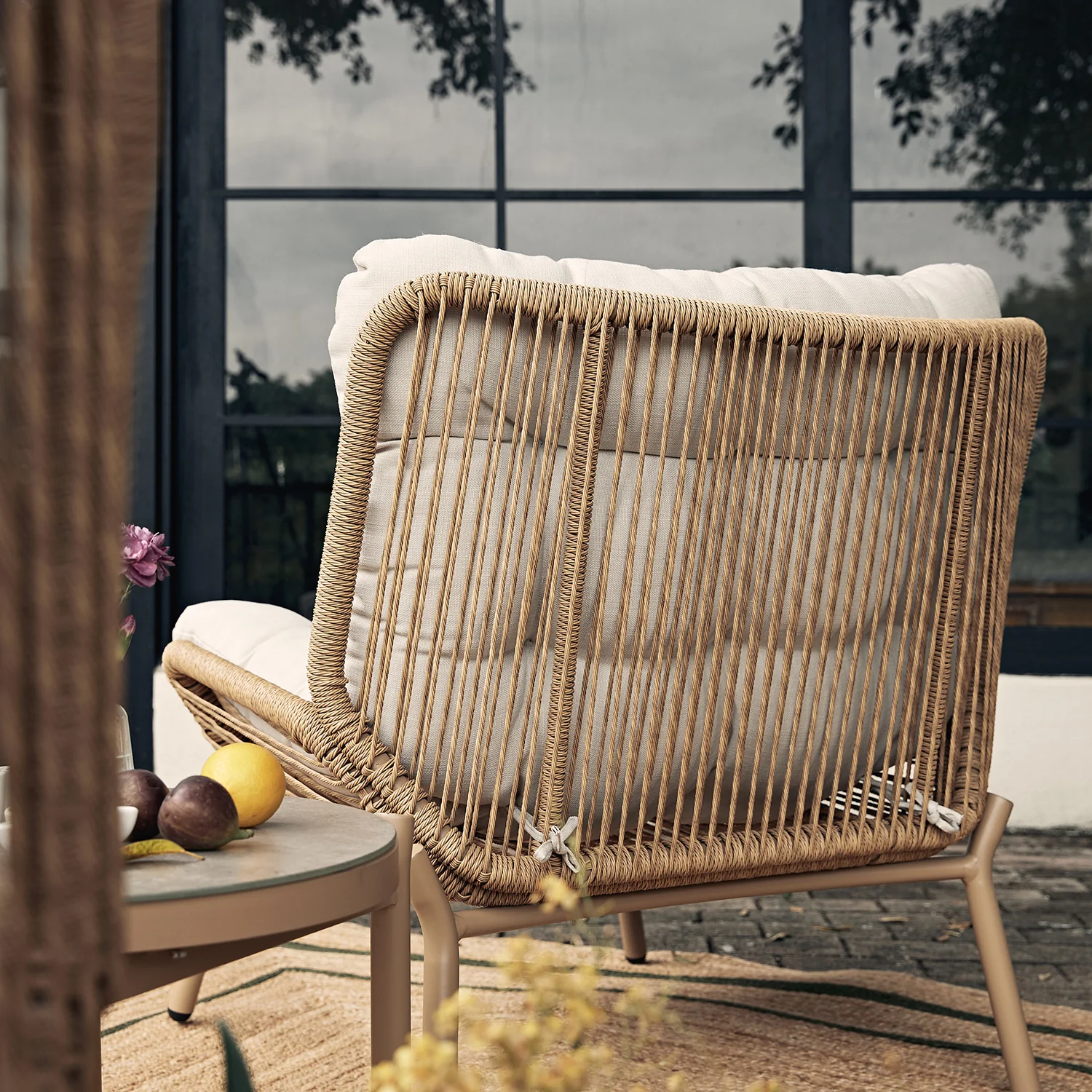 Marlowe 2-Seater Wicker and Aluminium Frame Bistro Set, Natural - Image 7