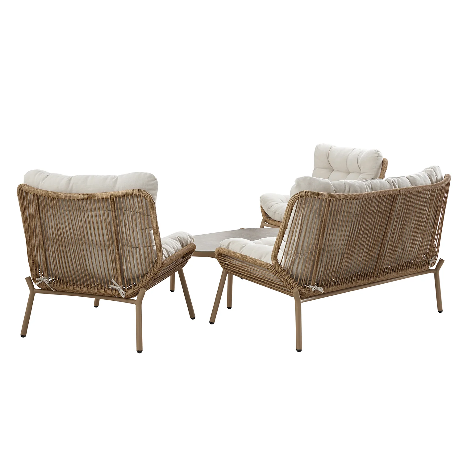 Marlowe Wicker and Aluminium Frame Sofa Set, Natural - Image 7