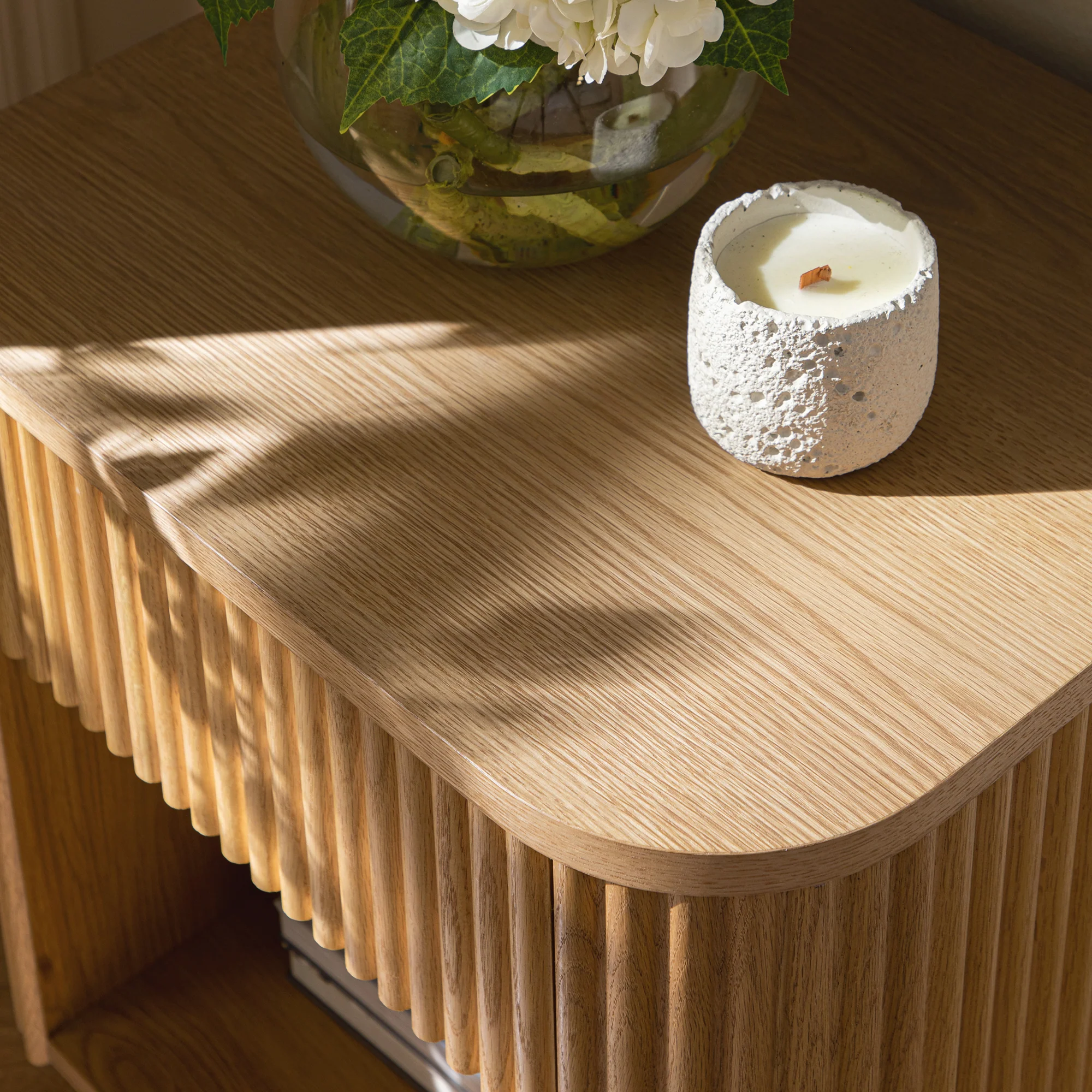 Maru 1-Drawer Bedside Table, Oak - Image 4