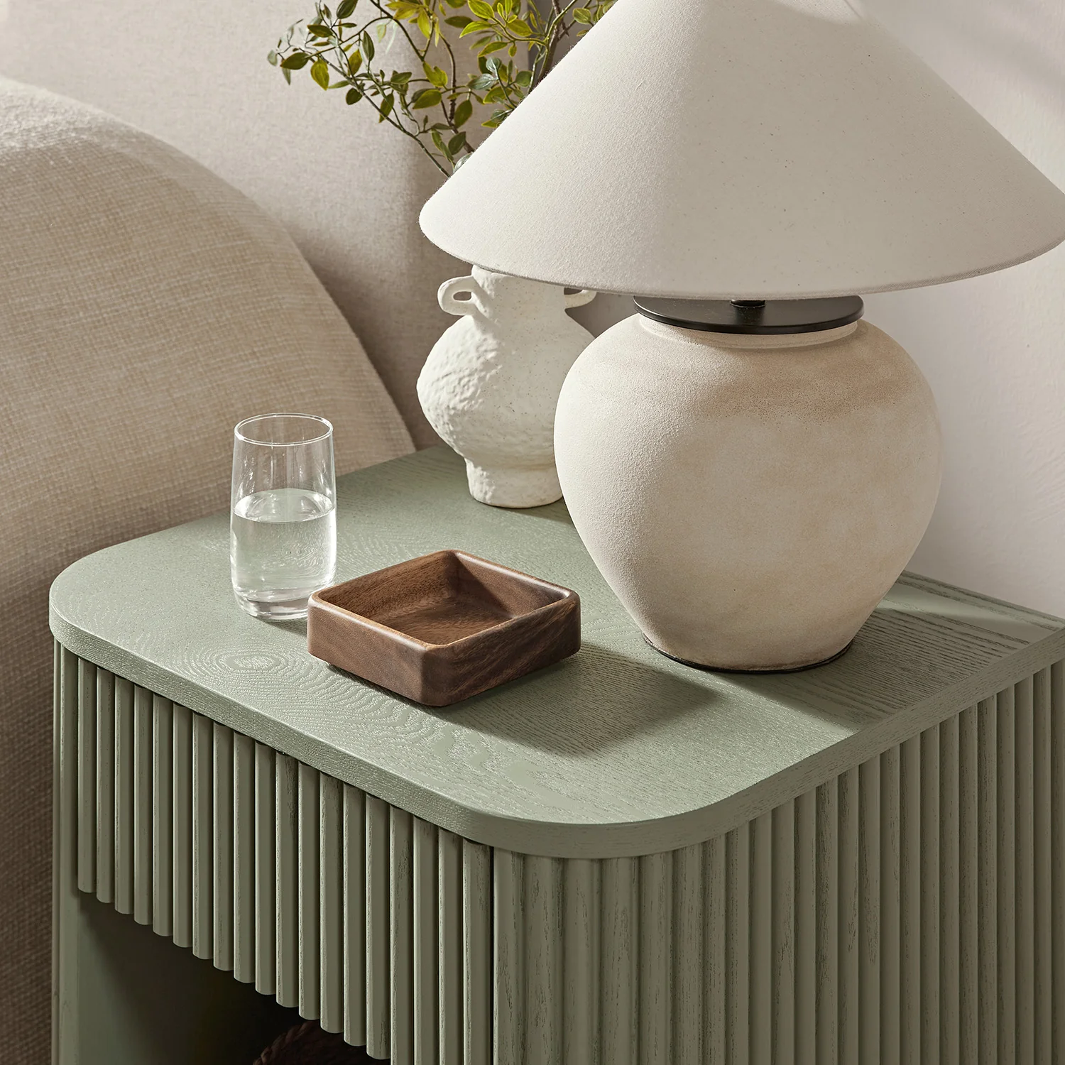 Maru 1-Drawer Bedside Table, Sage Green - Image 5
