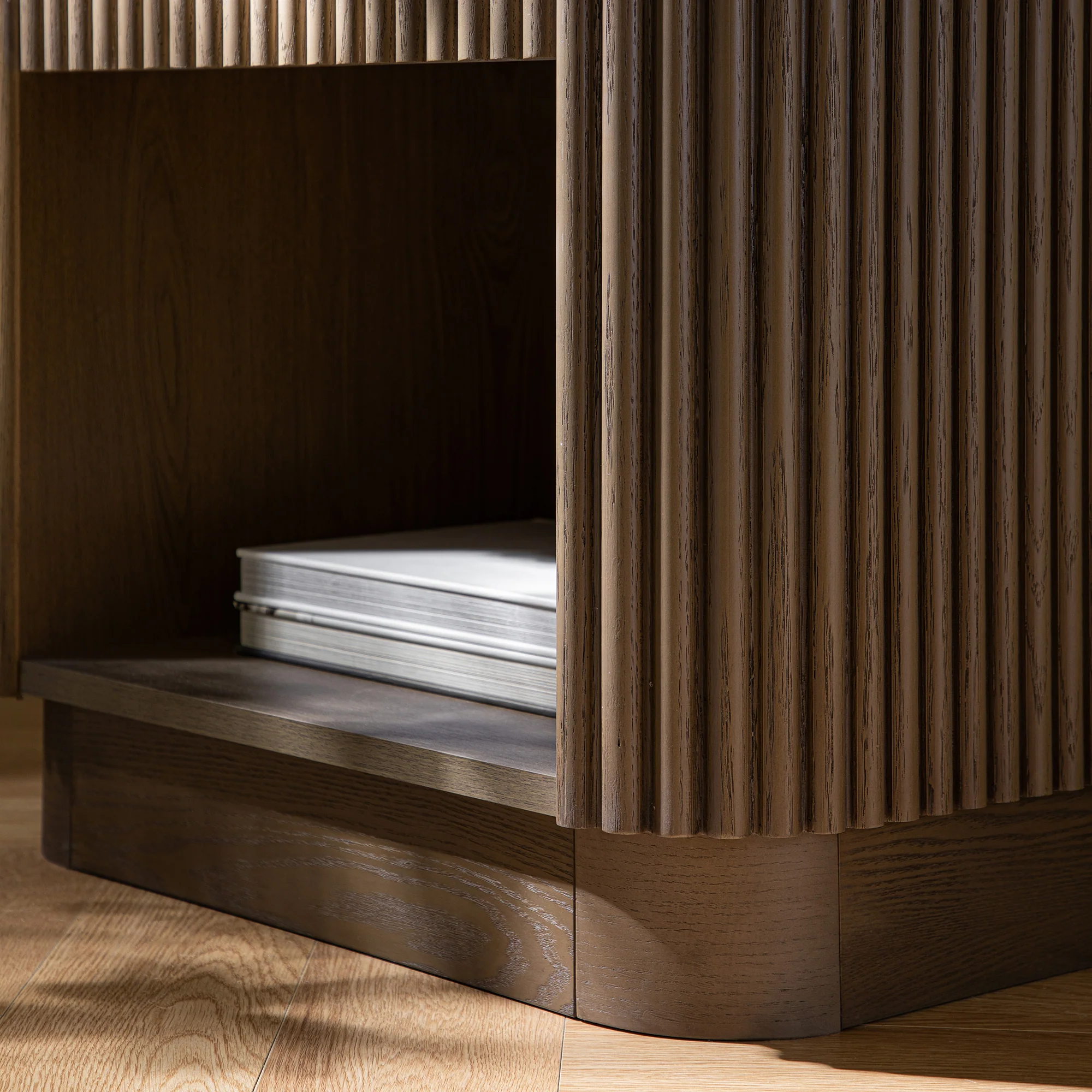 Maru 1-Drawer Bedside Table, Silver Oak - Image 5