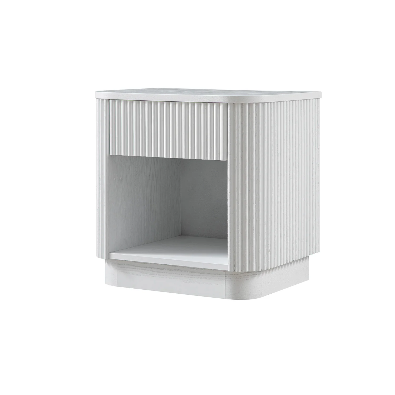Maru 1-Drawer Bedside Table, Washed White - Image 7