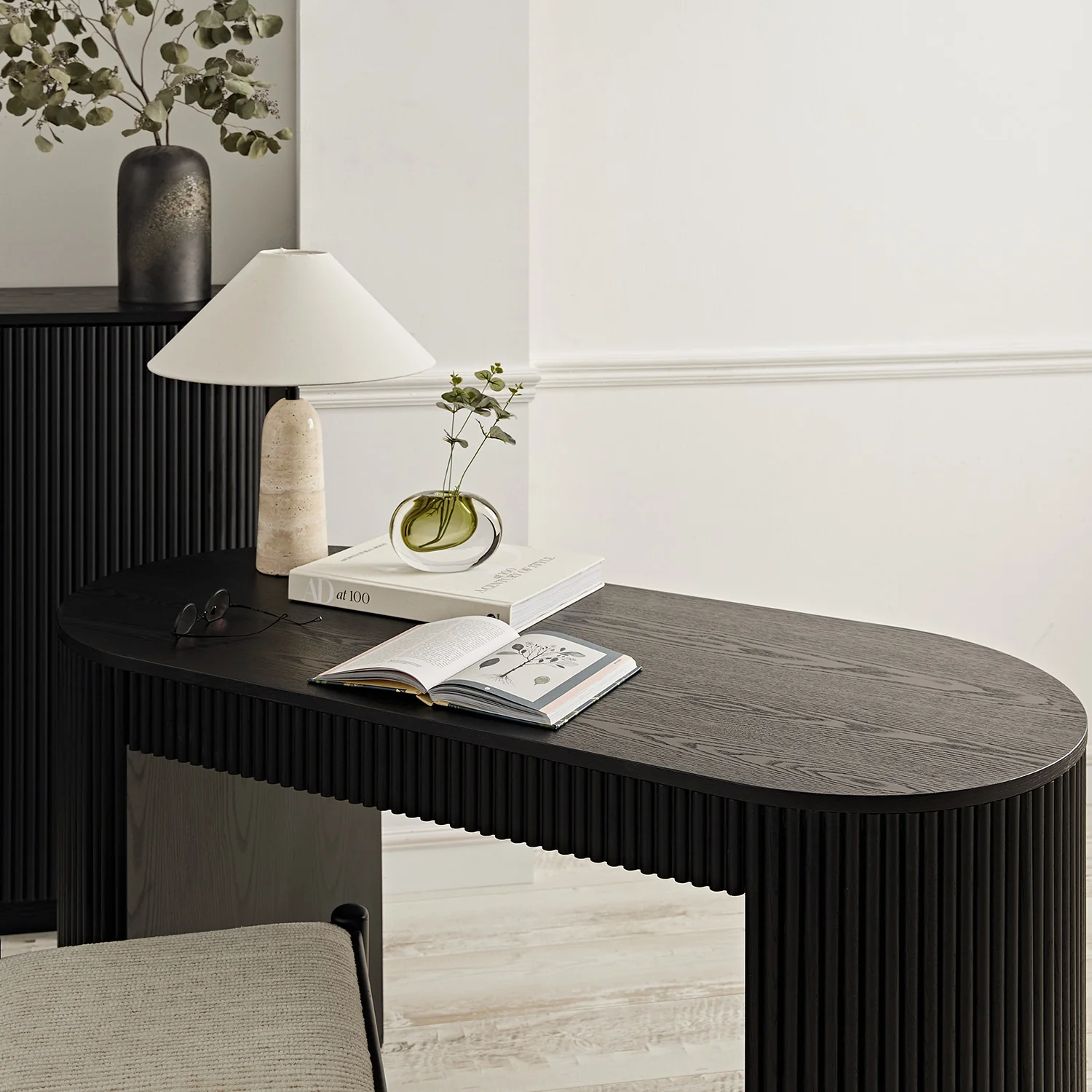 Maru 1-Drawer Writing Desk, Black - Image 4
