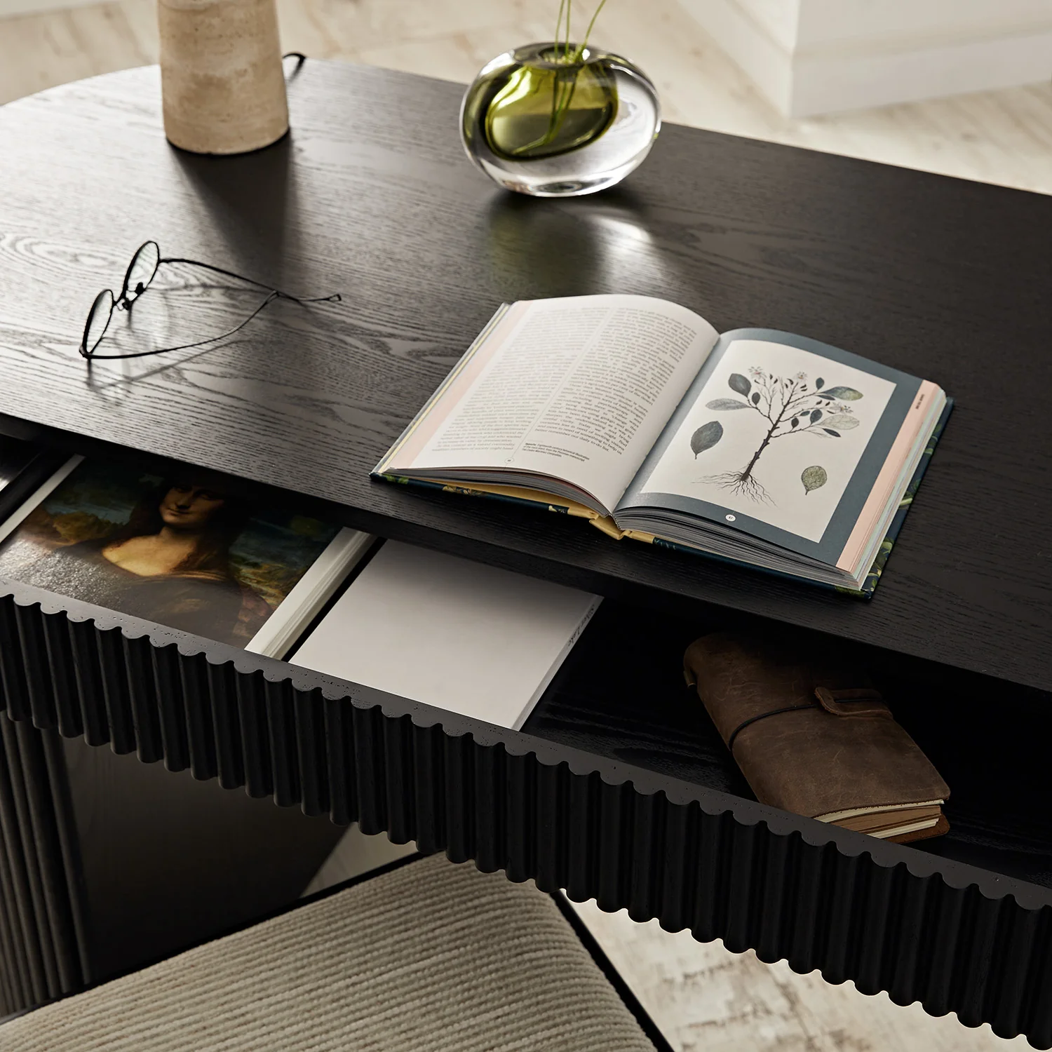 Maru 1-Drawer Writing Desk, Black - Image 5