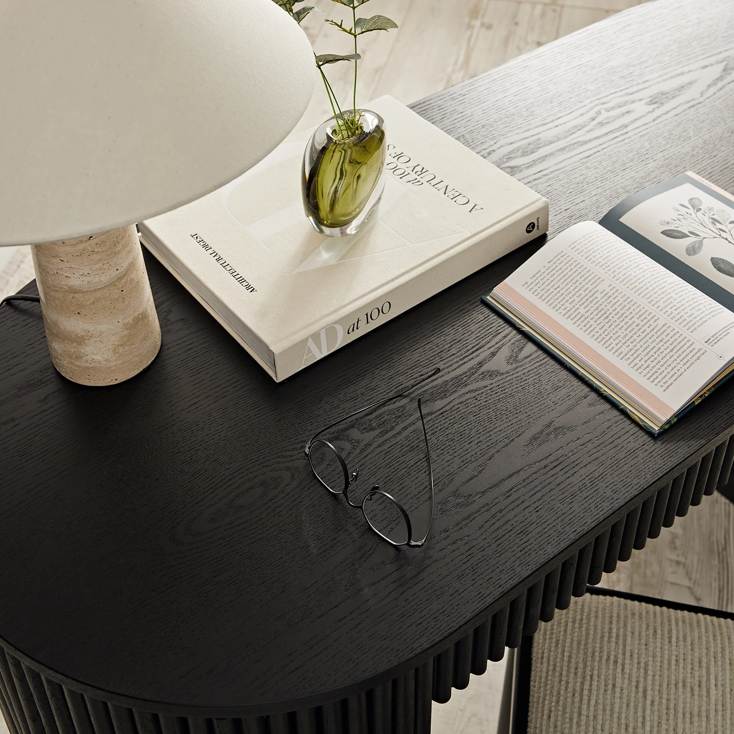 Maru 1-Drawer Writing Desk, Black - Image 6