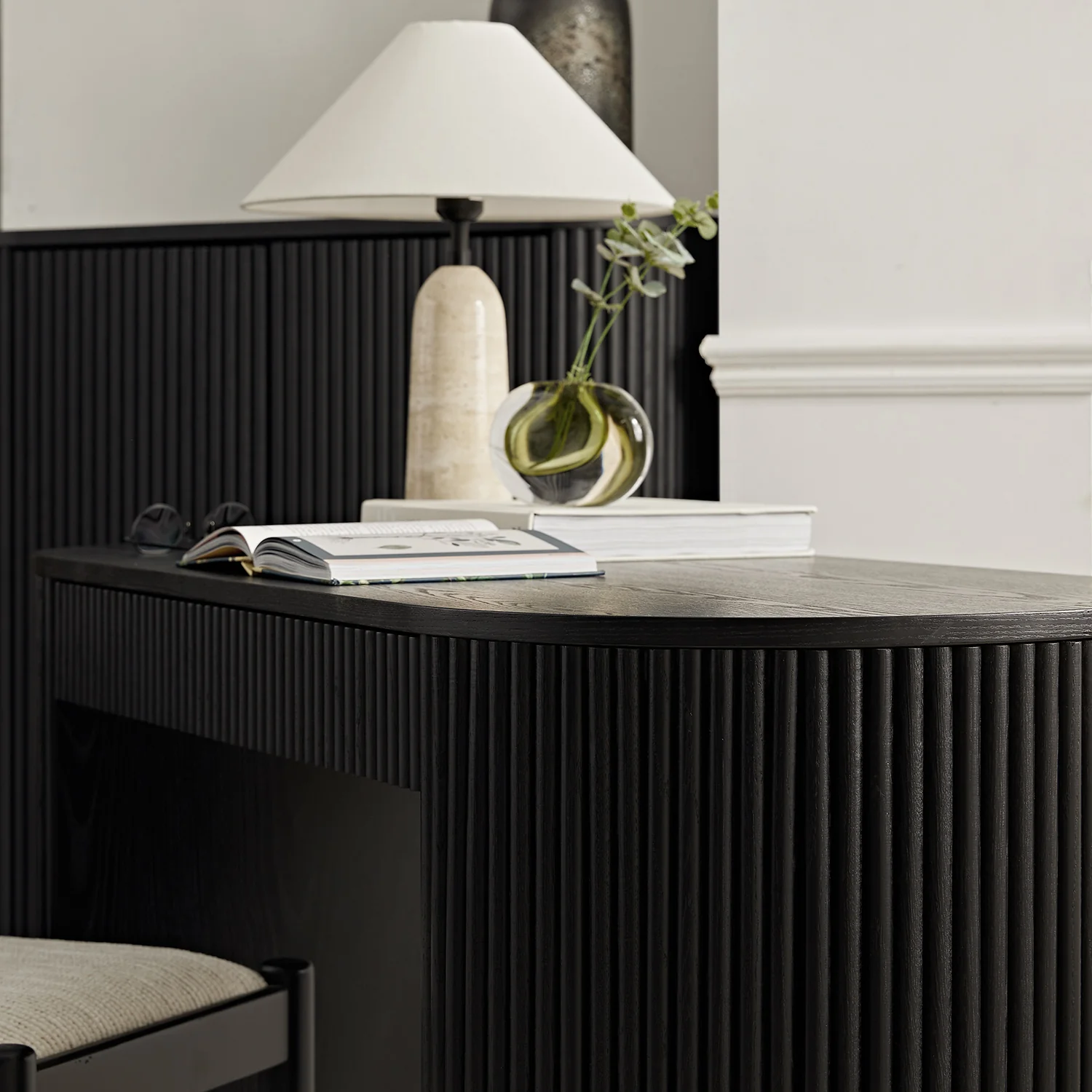 Maru 1-Drawer Writing Desk, Black - Image 7