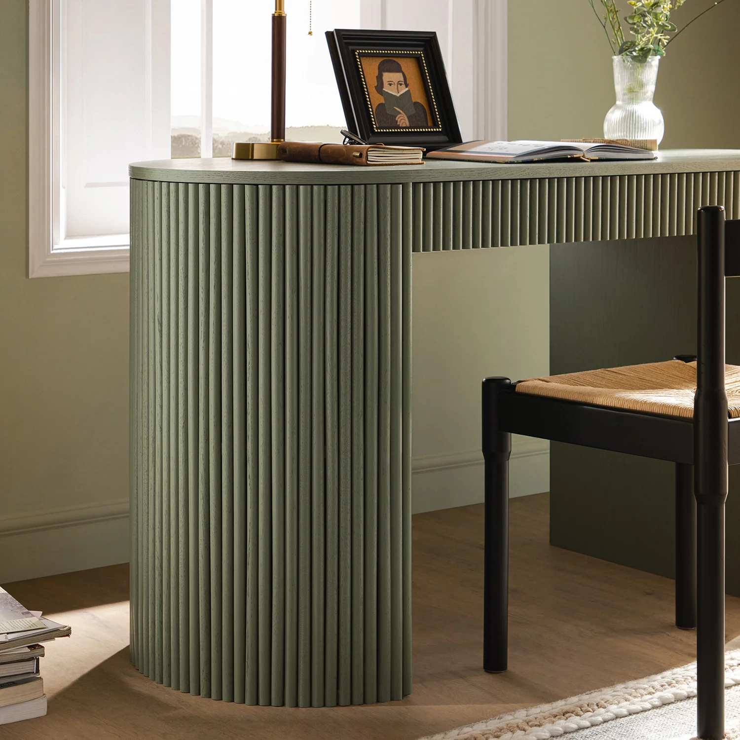 Maru 1-Drawer Writing Desk, Sage Green - Image 3