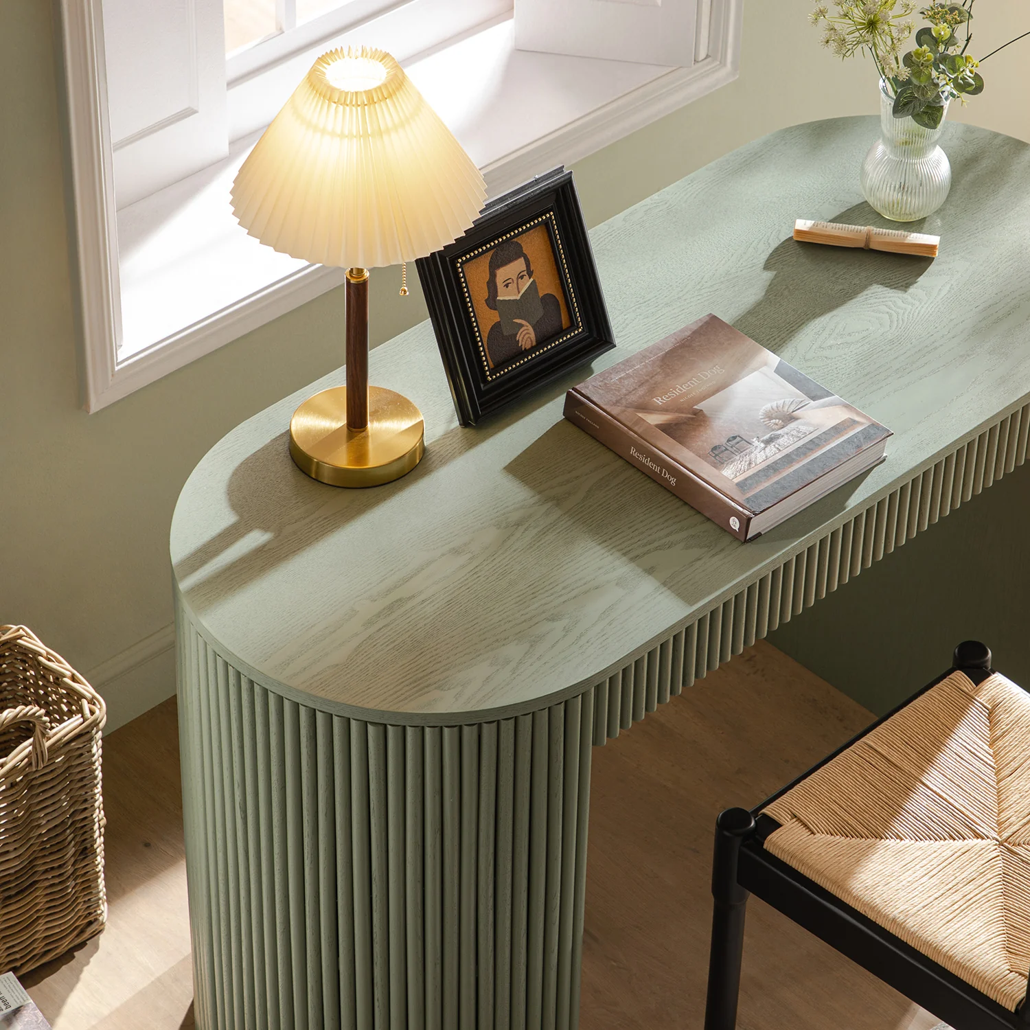 Maru 1-Drawer Writing Desk, Sage Green - Image 4
