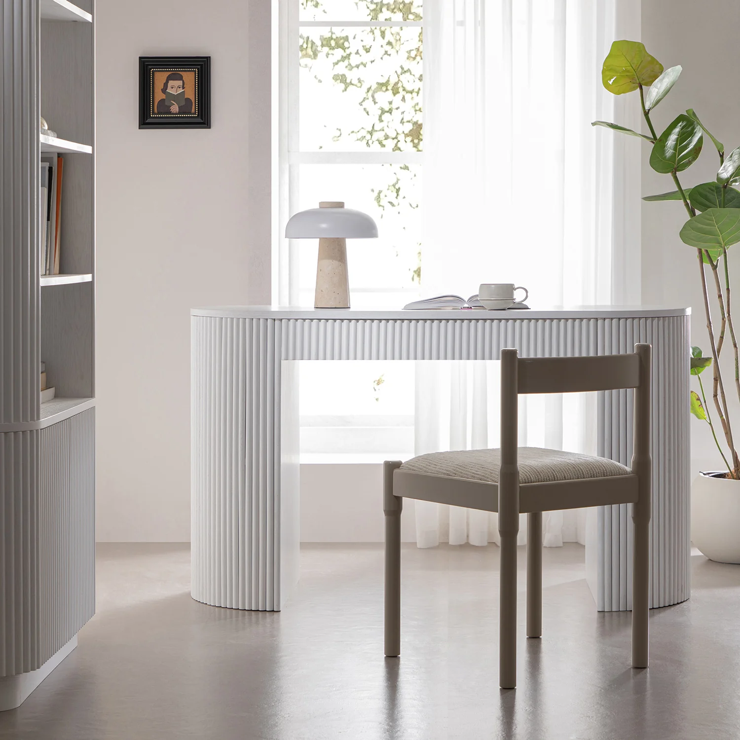 Maru 1-Drawer Writing Desk, Washed White - Image 2