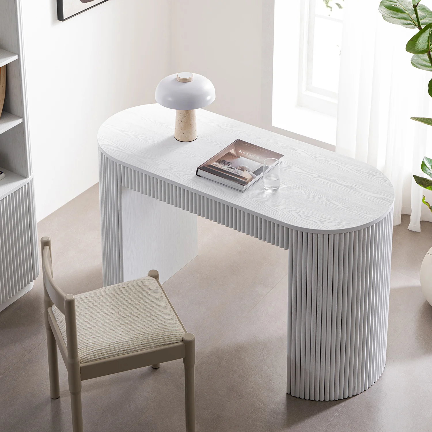 Maru 1-Drawer Writing Desk, Washed White - Image 3