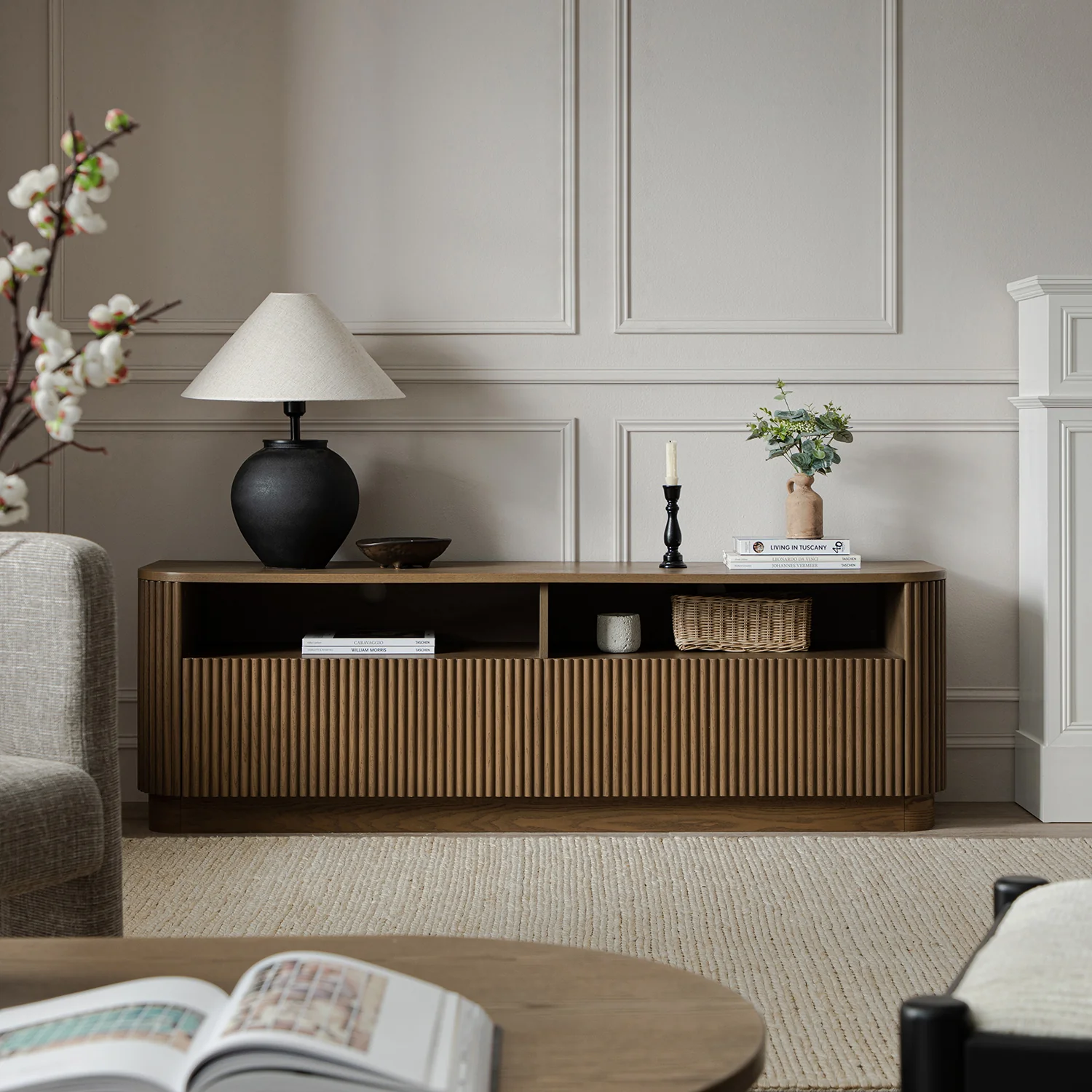 Maru 162cm TV Unit with Drawers, Silver Oak - Image 2