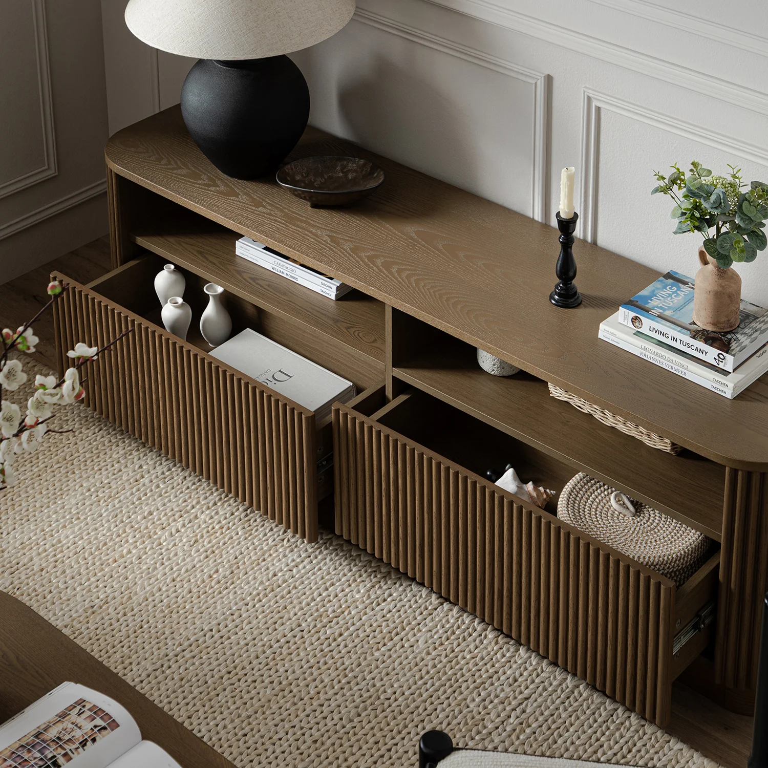 Maru 162cm TV Unit with Drawers, Silver Oak - Image 3
