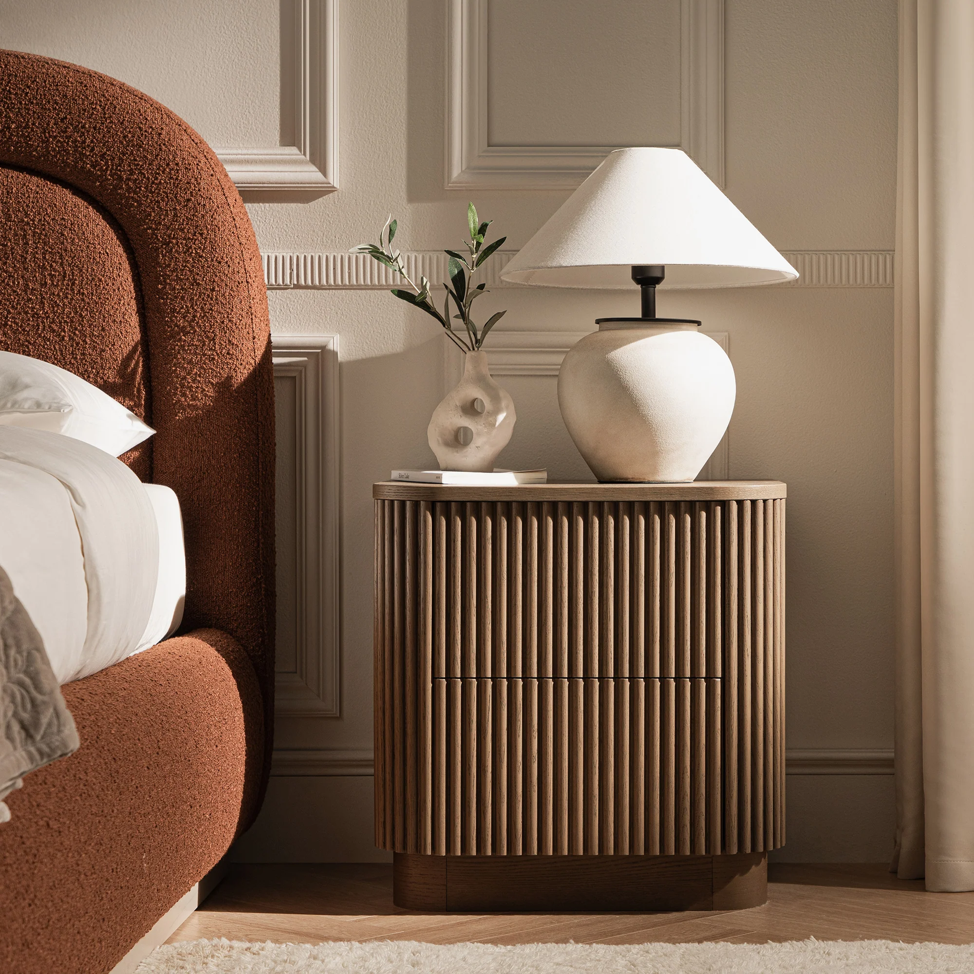Maru 2-Drawer Bedside Table, Silver Oak - Image 2
