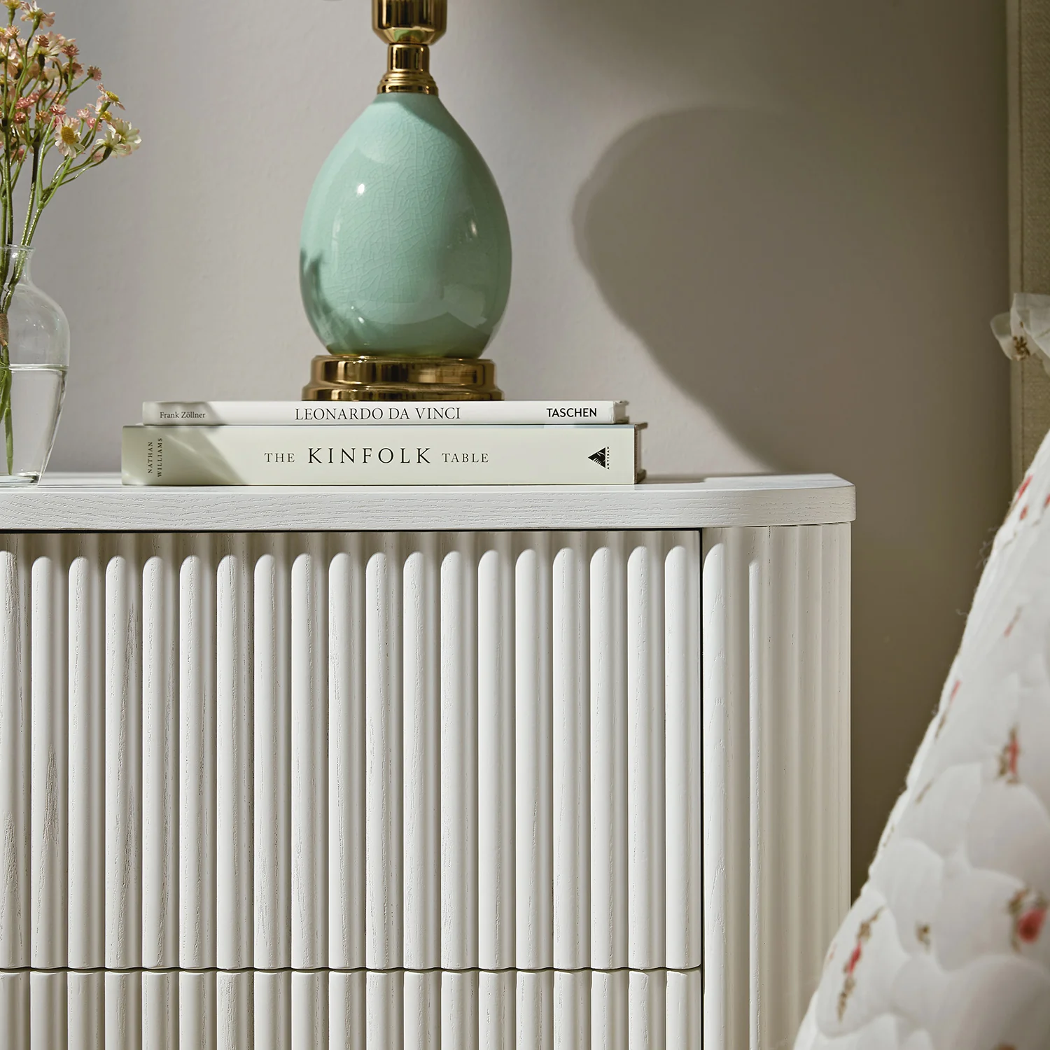 Maru 2-Drawer Bedside Table, Washed White - Image 3