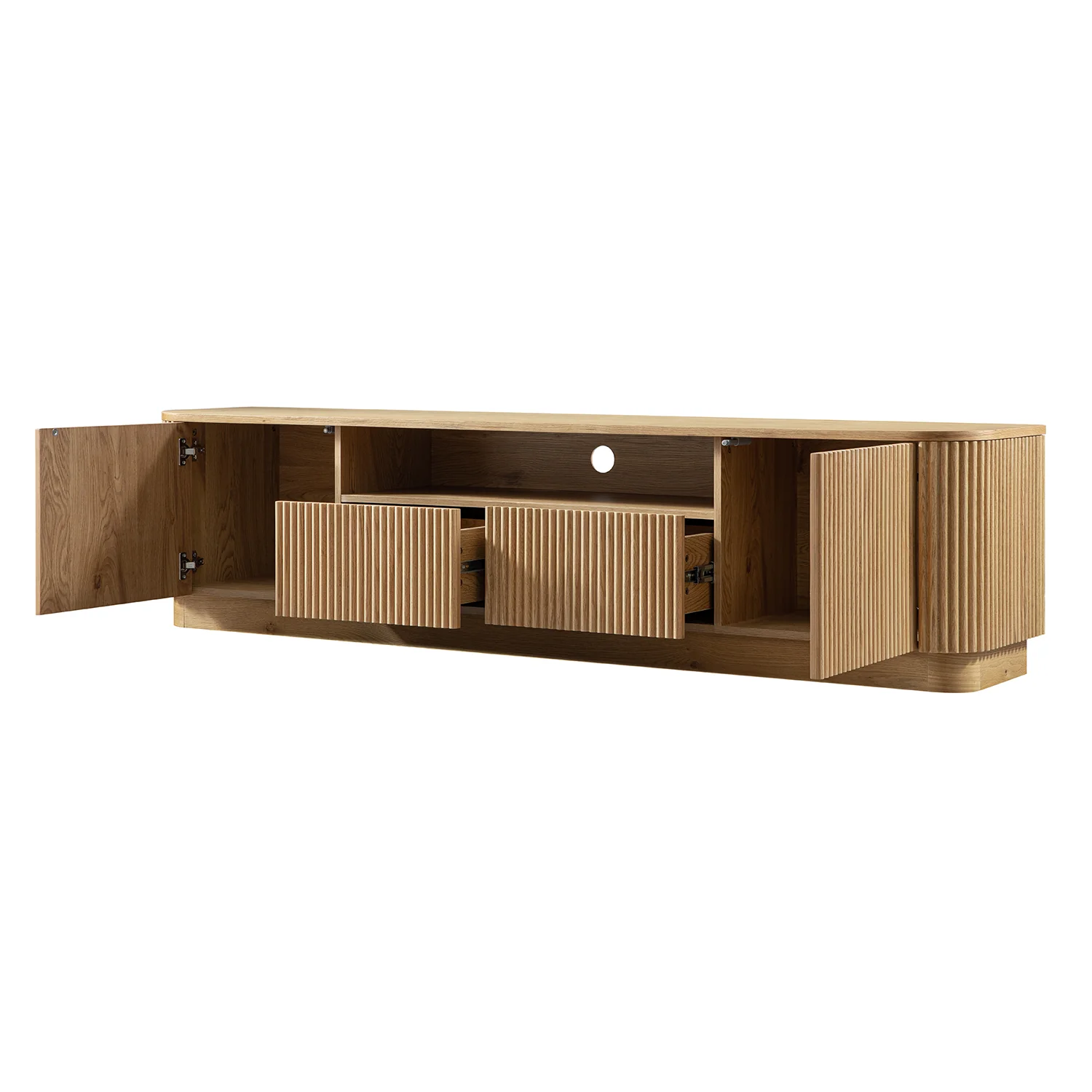 Maru 200cm Wide TV Unit with Drawers, Oak - Image 14