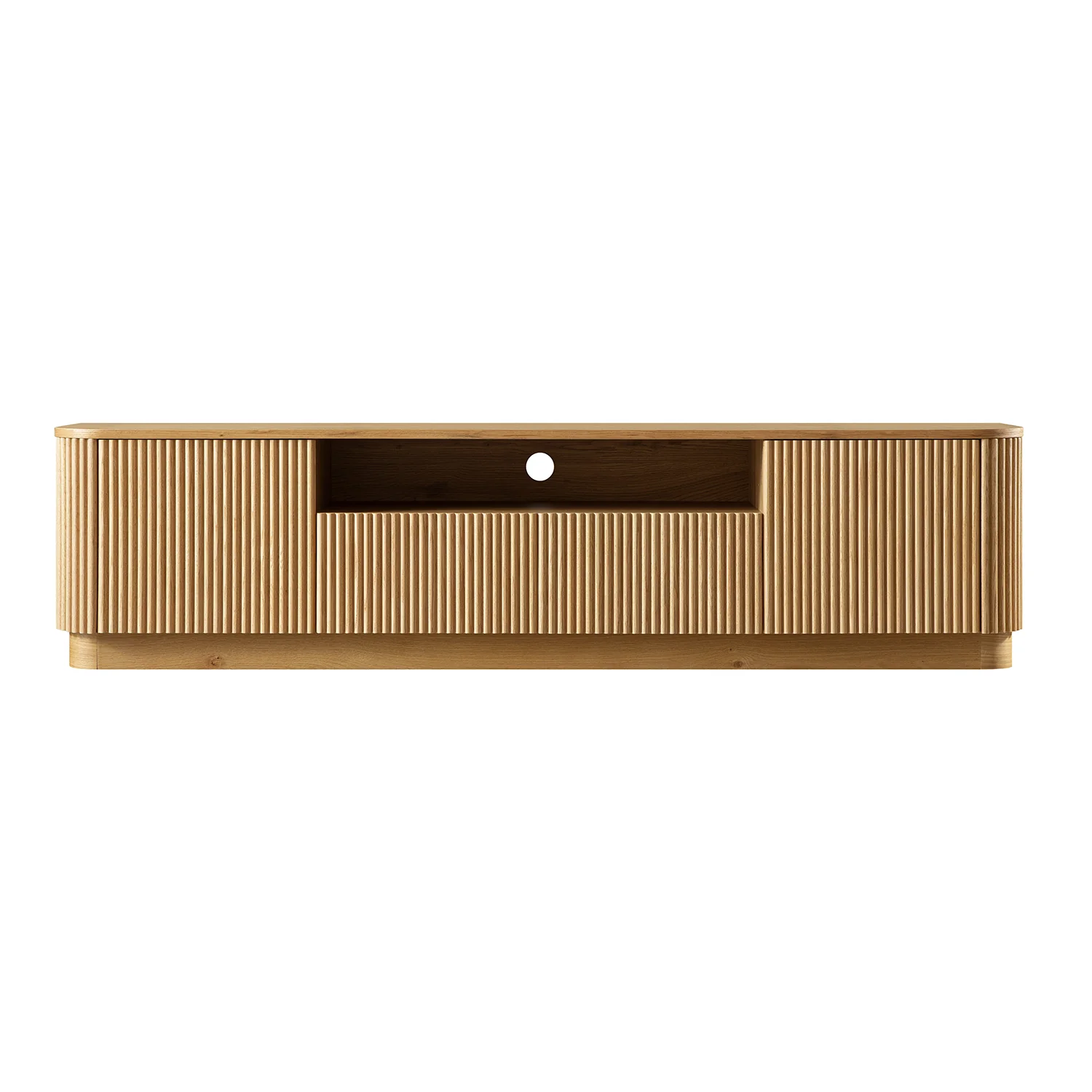 Maru 200cm Wide TV Unit with Drawers, Oak - Image 9