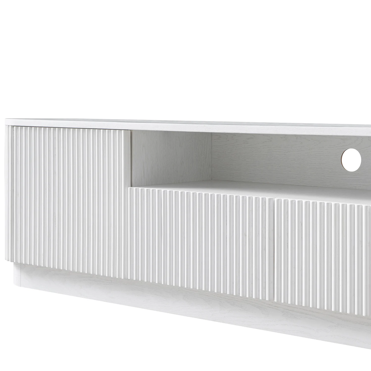 Maru 200cm Wide TV Unit with Drawers, Washed White - Image 15