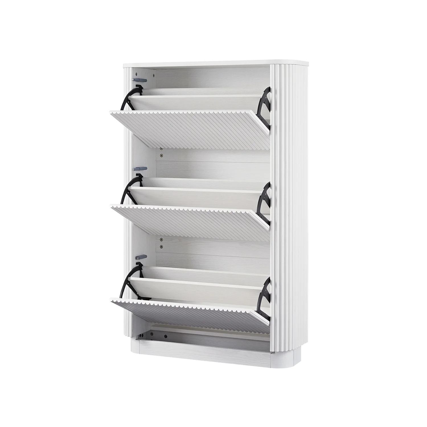 Maru 3-Door Shoe Storage Cabinet, Washed White - Image 10