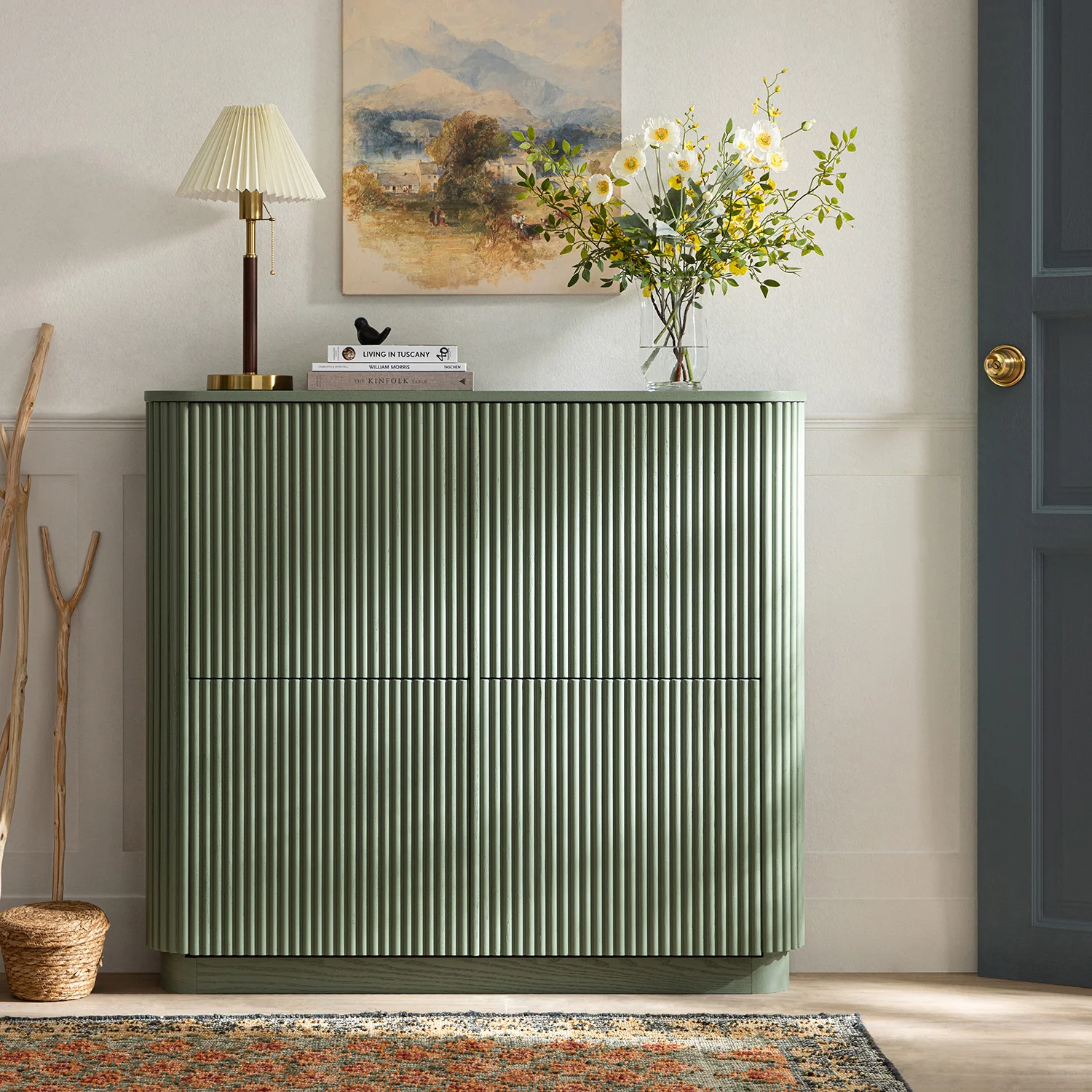Maru 4-Door Shoe Storage Cabinet, Sage Green - Image 2