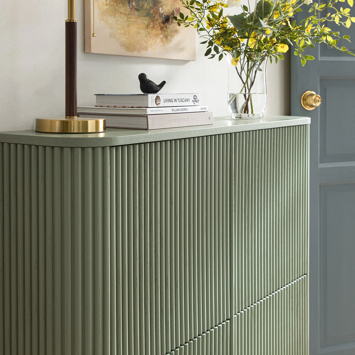 Maru 4-Door Shoe Storage Cabinet, Sage Green - Image 4
