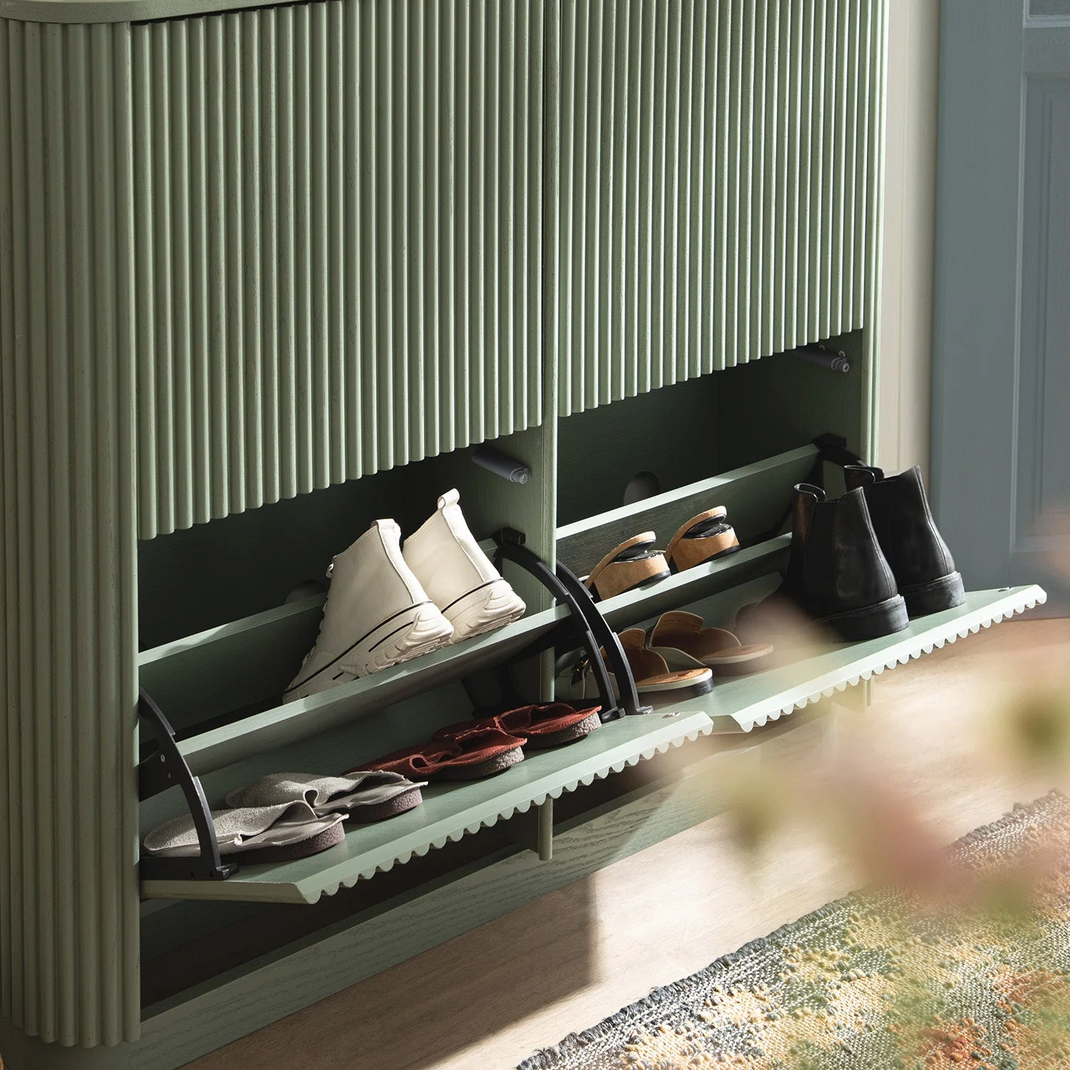 Maru 4-Door Shoe Storage Cabinet, Sage Green - Image 5