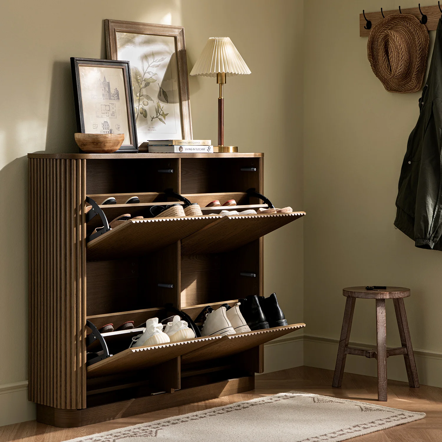 Maru 4-Door Shoe Storage Cabinet, Silver Oak - Image 2
