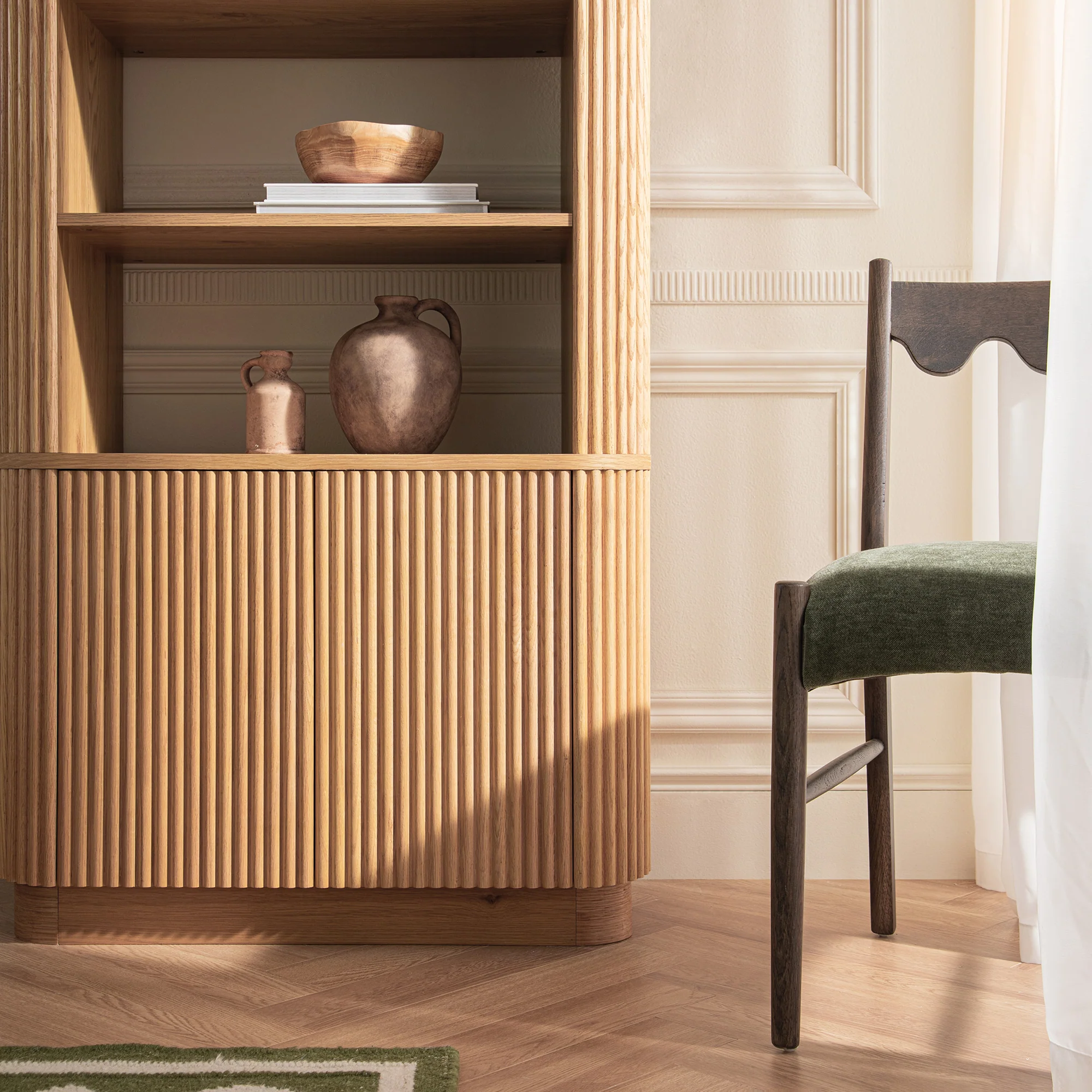 Maru Bookcase with Cabinet, Oak - Image 4