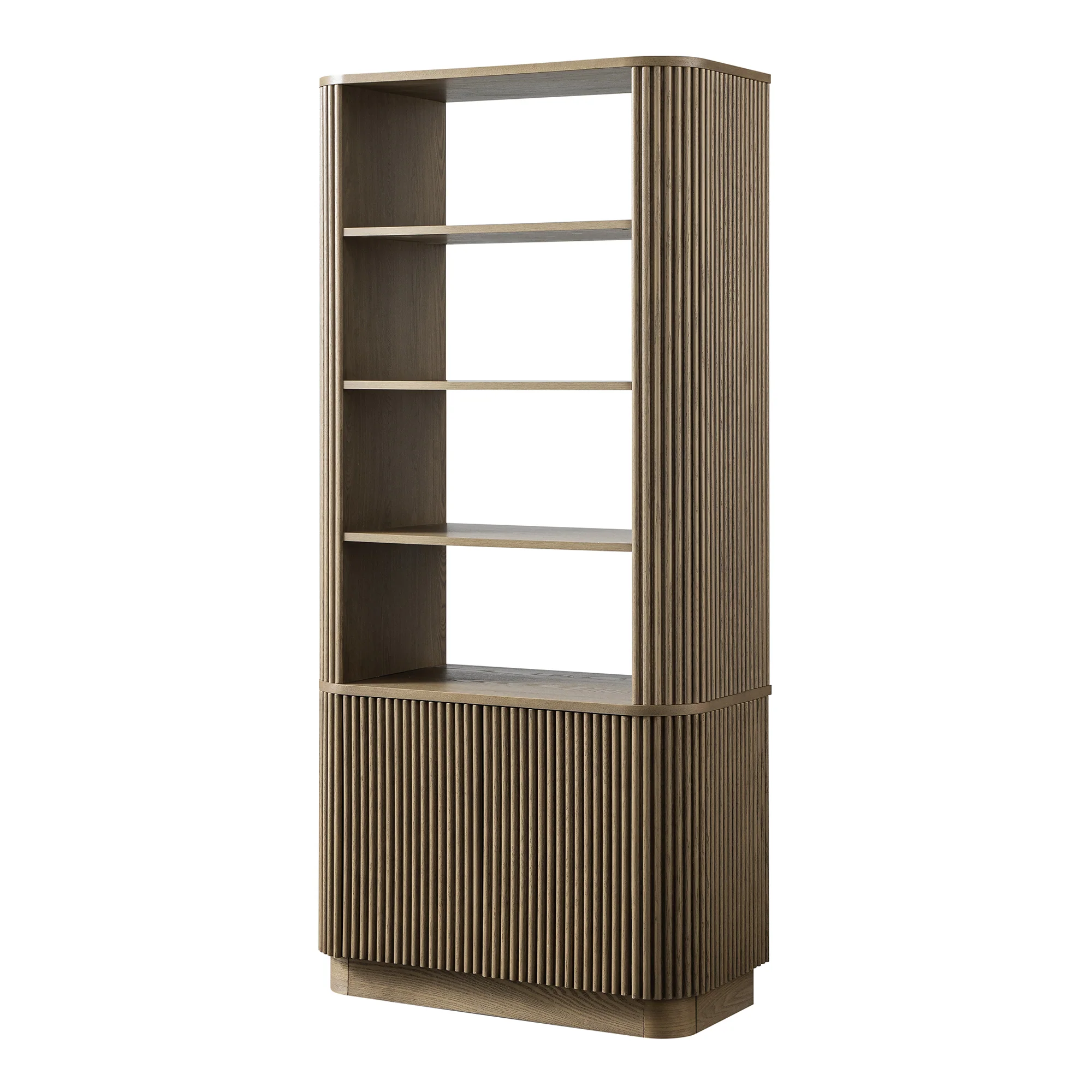 Maru Bookcase with Cabinet, Silver Oak - Image 8