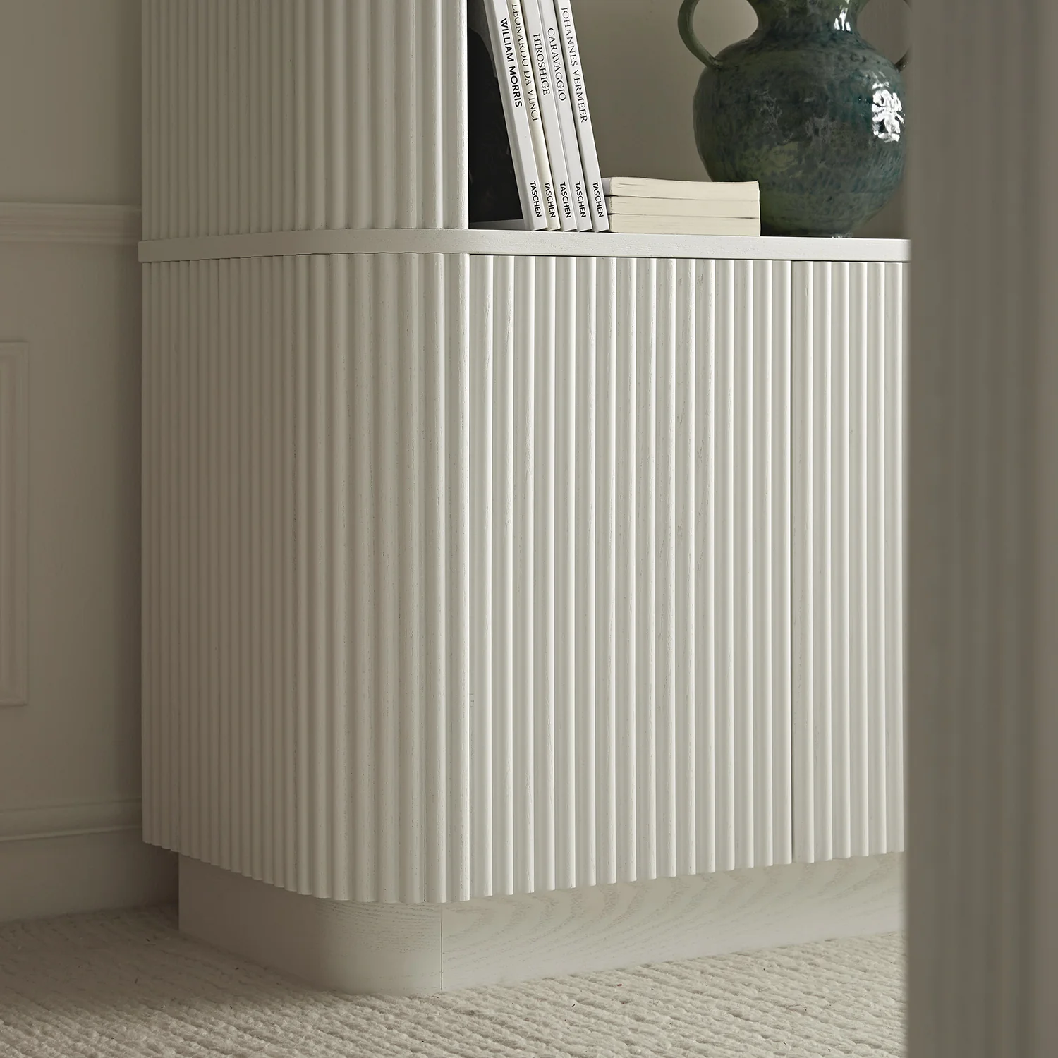 Maru Bookcase with Cabinet, Washed White - Image 4