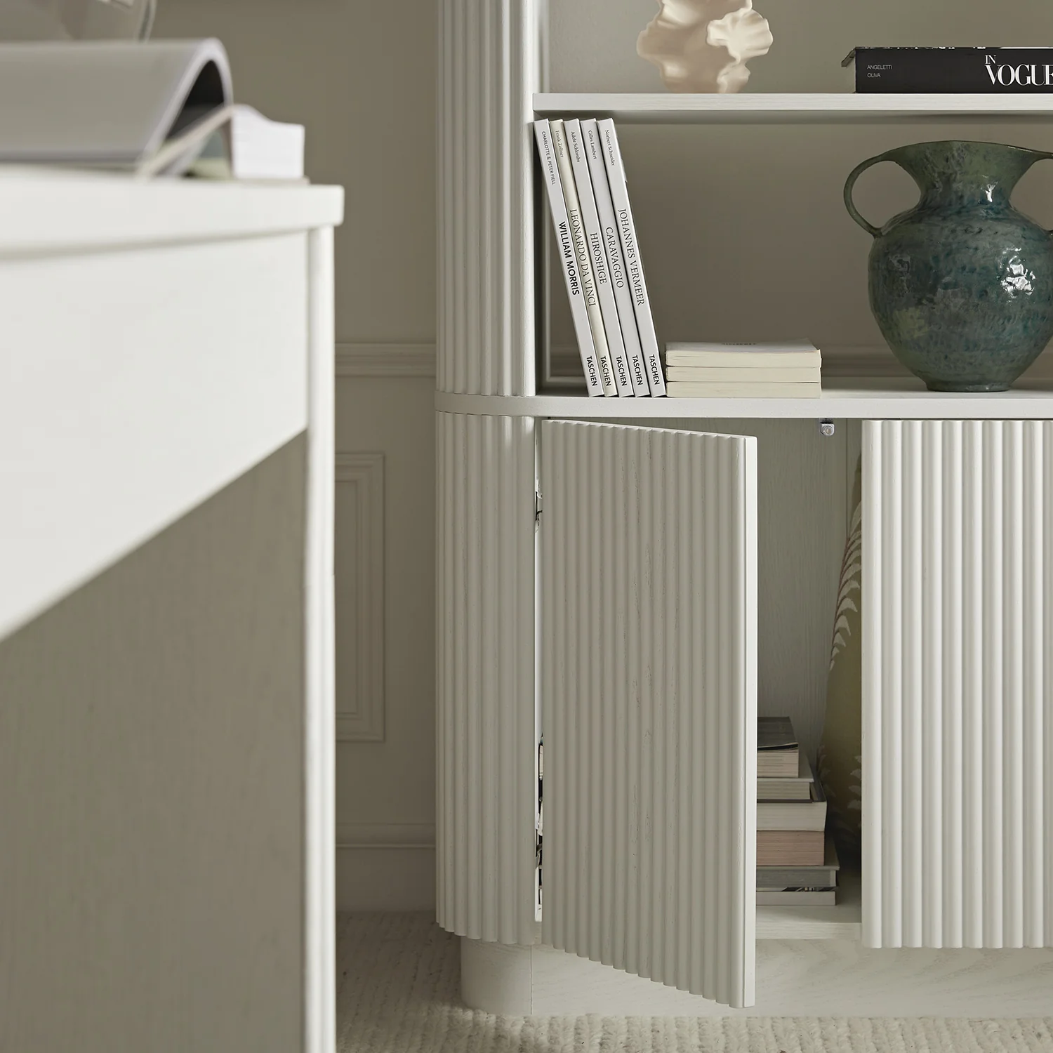 Maru Bookcase with Cabinet, Washed White - Image 6