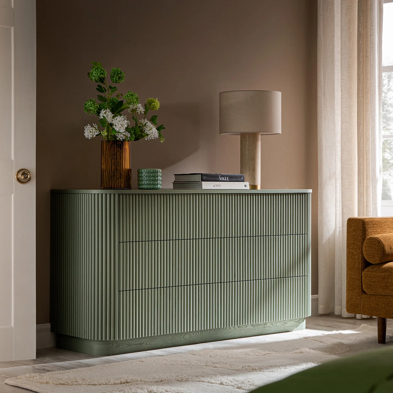 Maru Chest of 6 Drawers, Sage Green - Image 2