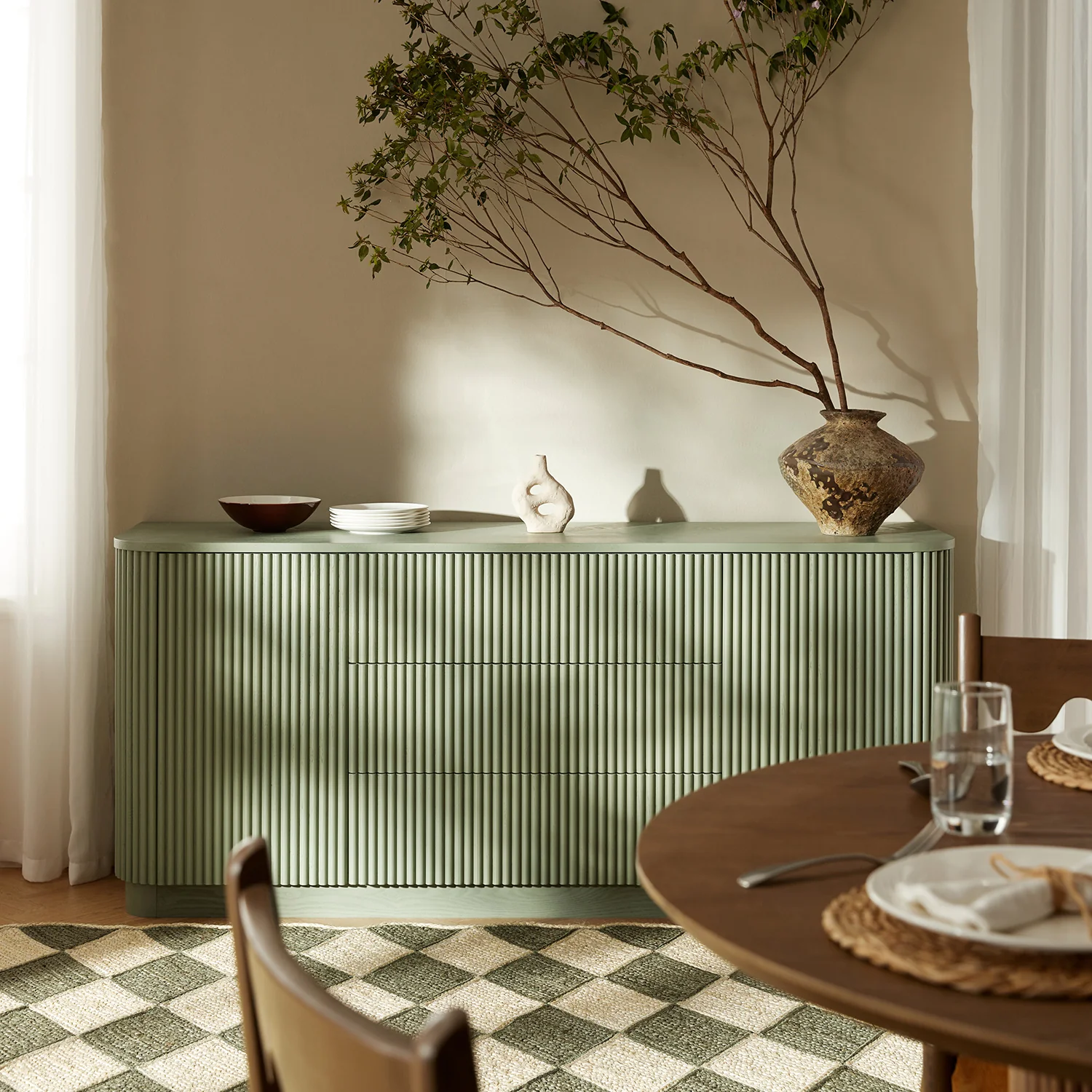 Maru Large 2-Door Sideboard with Drawers, Sage Green - Image 2