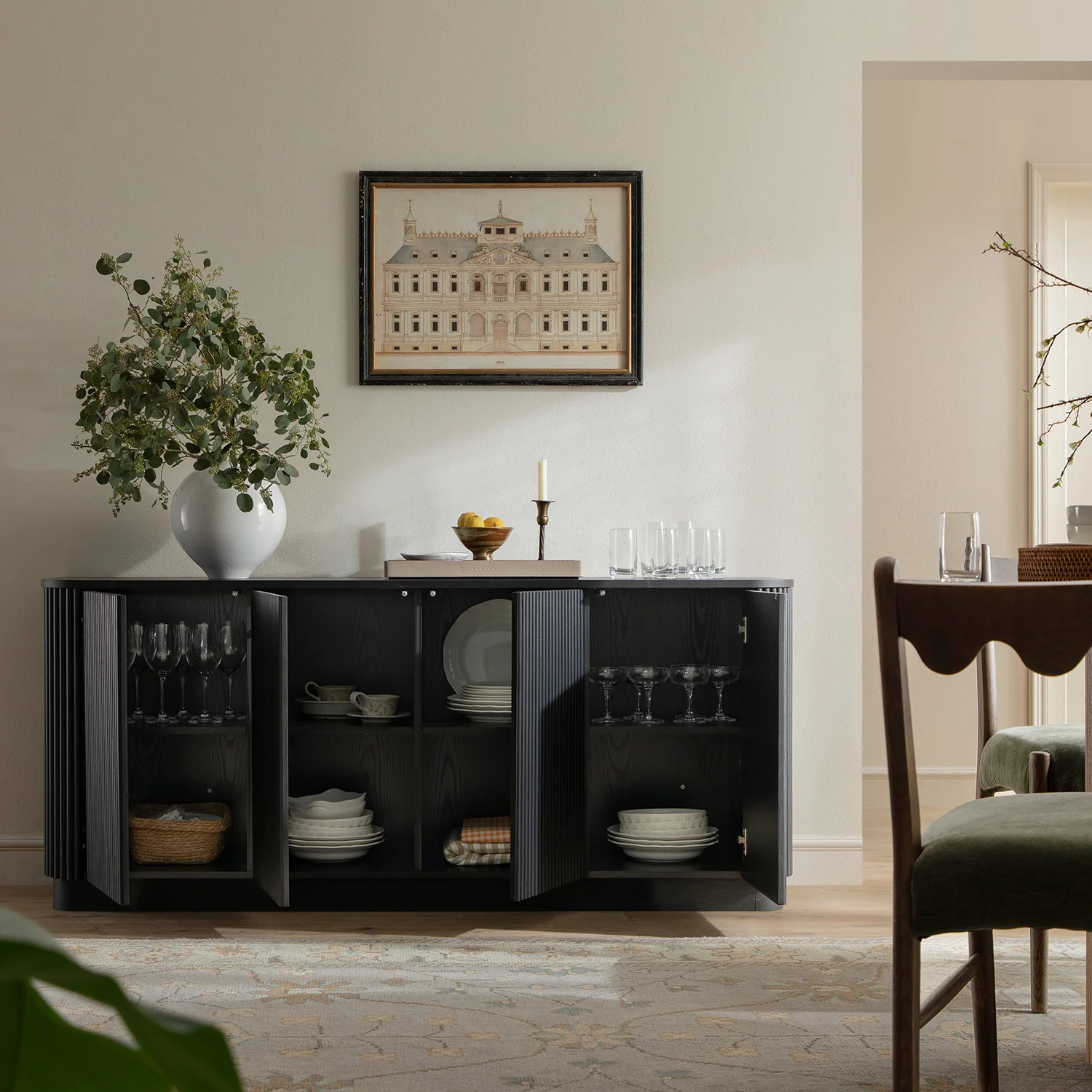 Maru Large 4-Door Sideboard, Black - Image 3