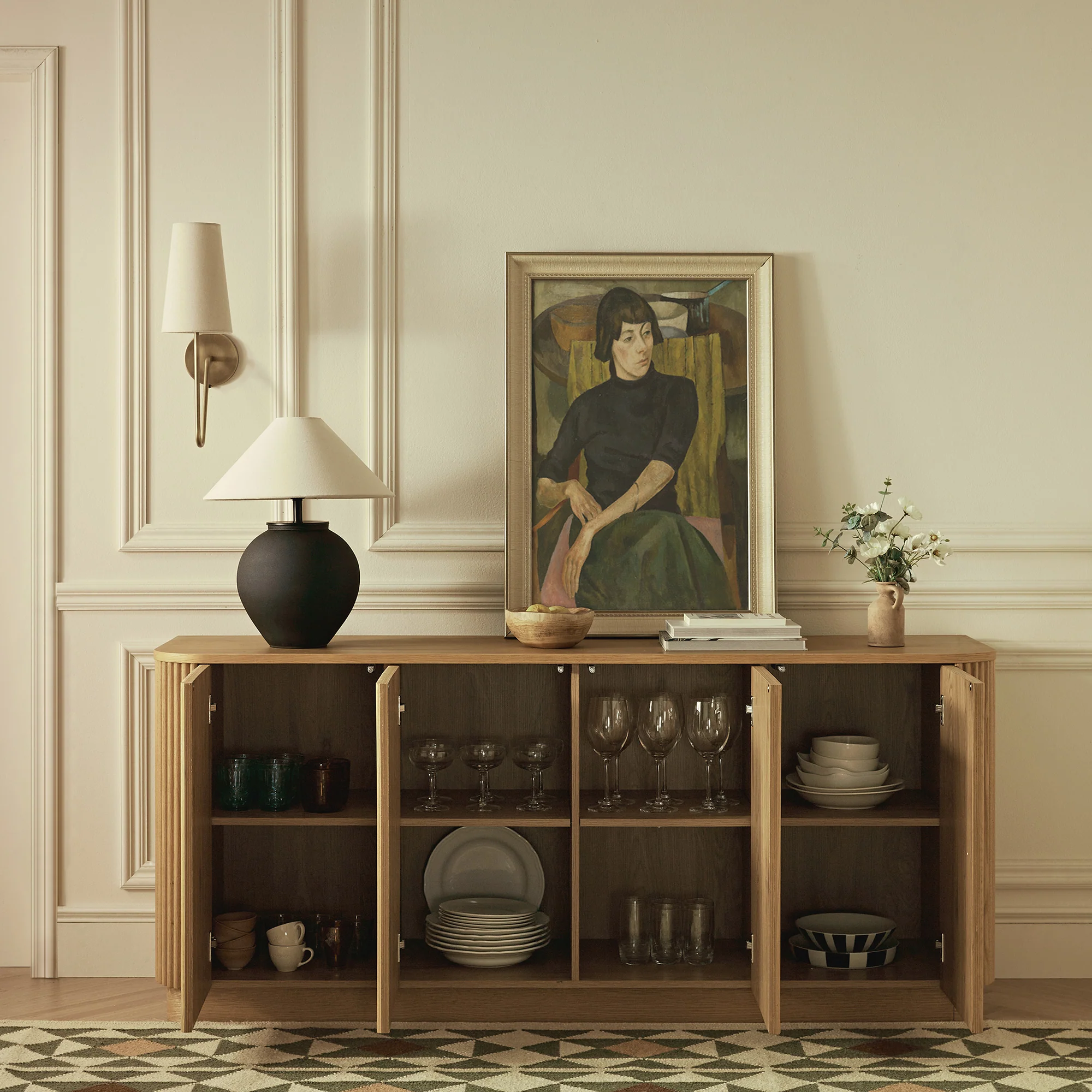 Maru Large 4-Door Sideboard, Oak - Image 3